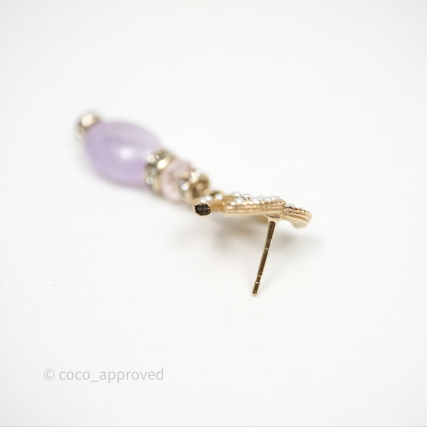 Chanel CC Pearl Drop Crystals & Stone Earrings Gold Tone