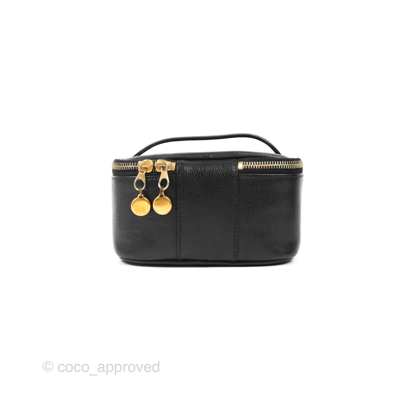 Chanel Vintage Square Vanity Case Black Caviar Gold Hardware