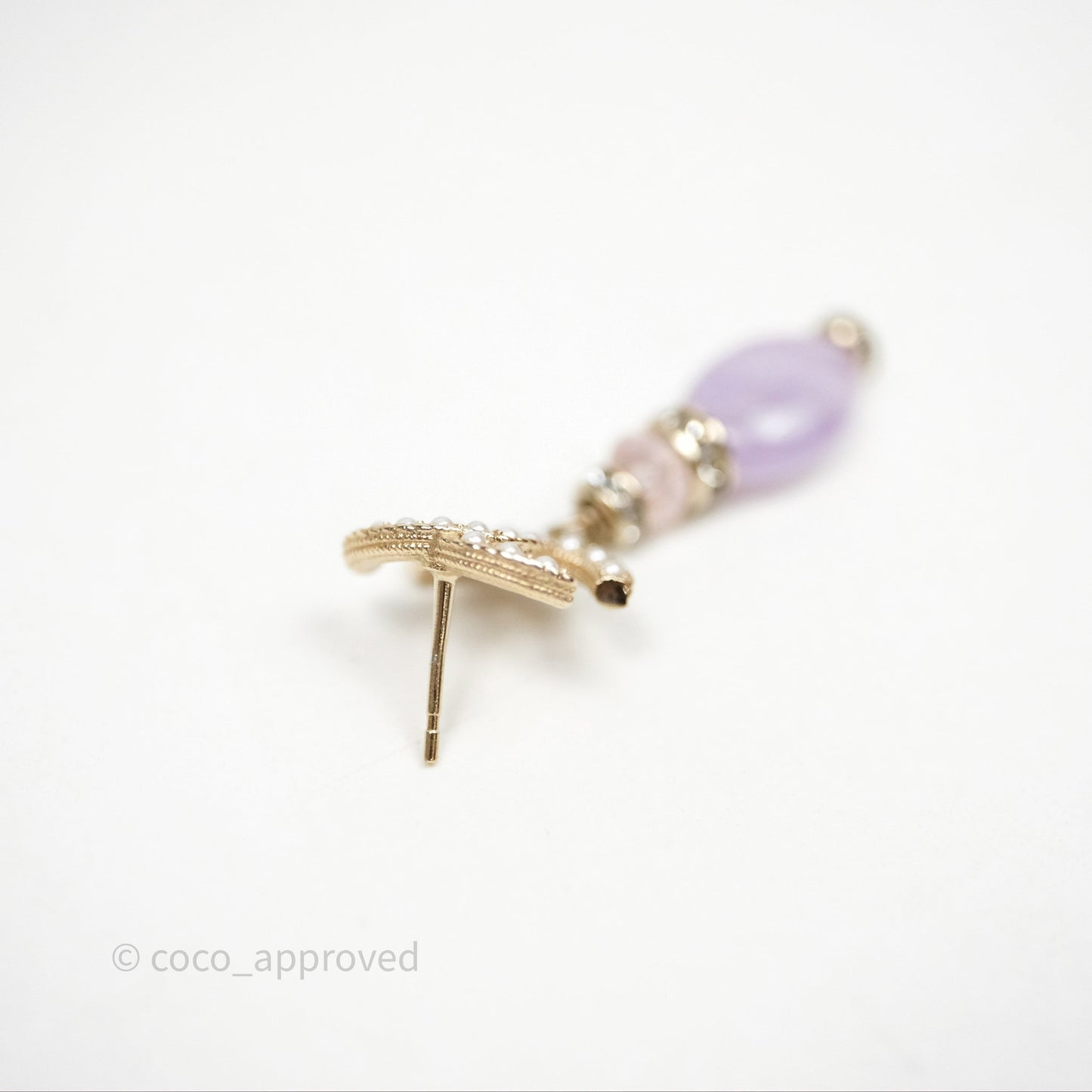 Chanel CC Pearl Drop Crystals & Stone Earrings Gold Tone