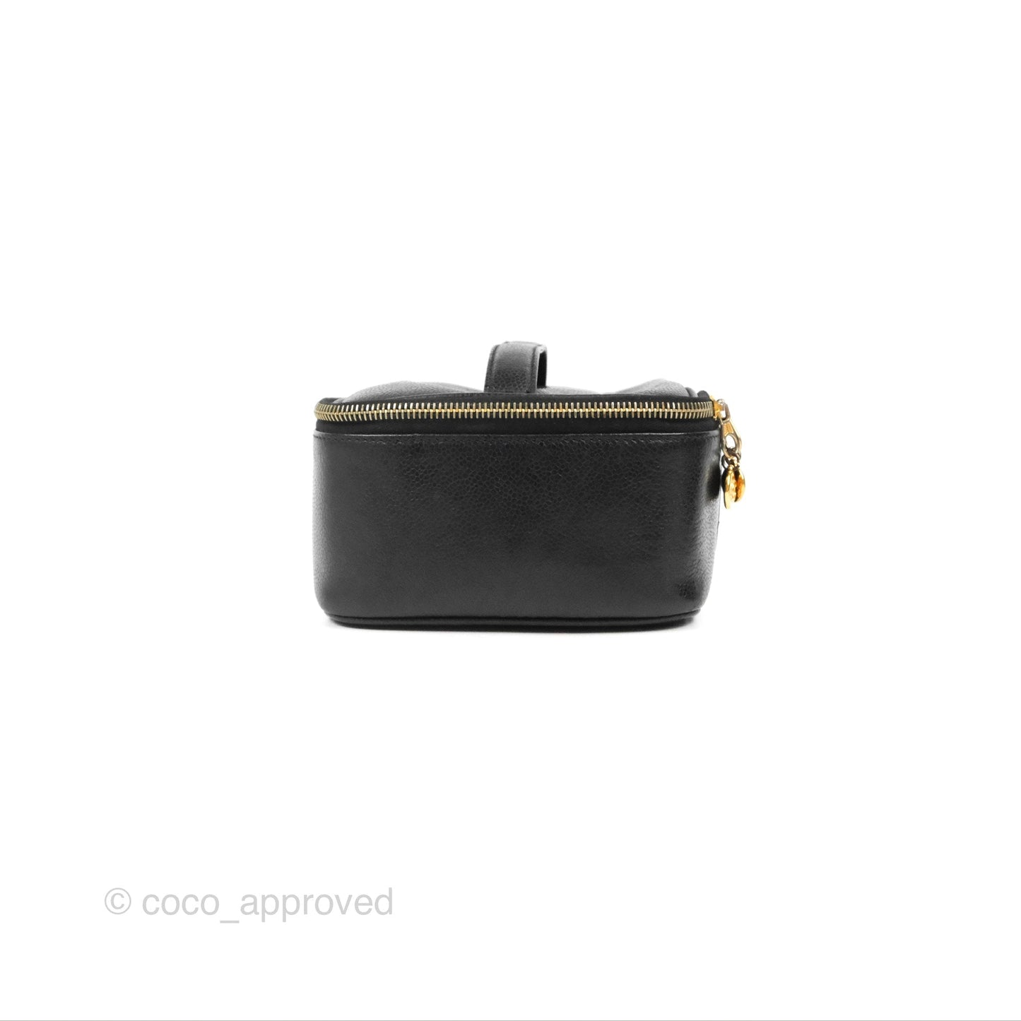 Chanel Vintage Square Vanity Case Black Caviar Gold Hardware