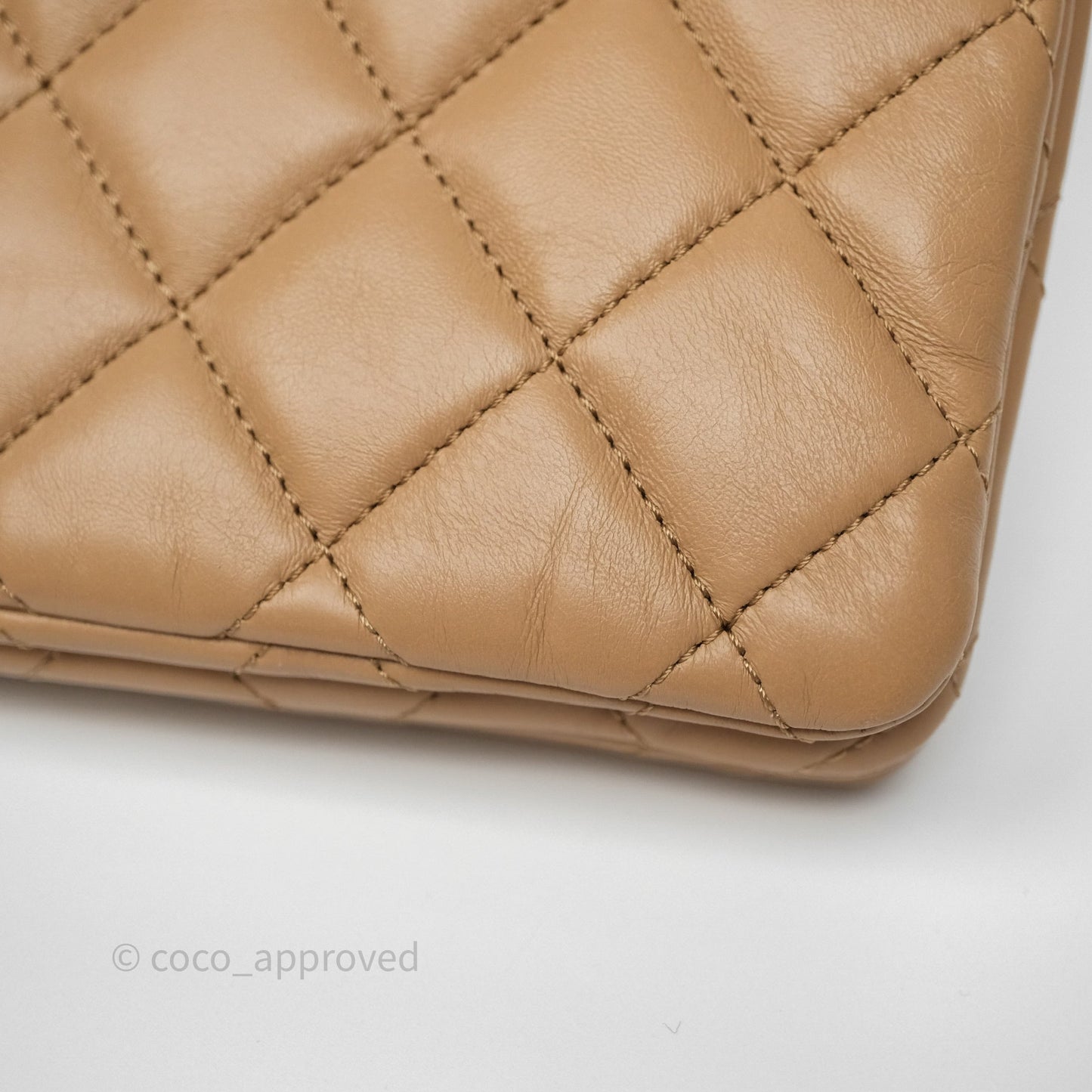 Chanel Medium All Slide Adjustable Chain Flap Beige Lambskin Aged Gold Hardware