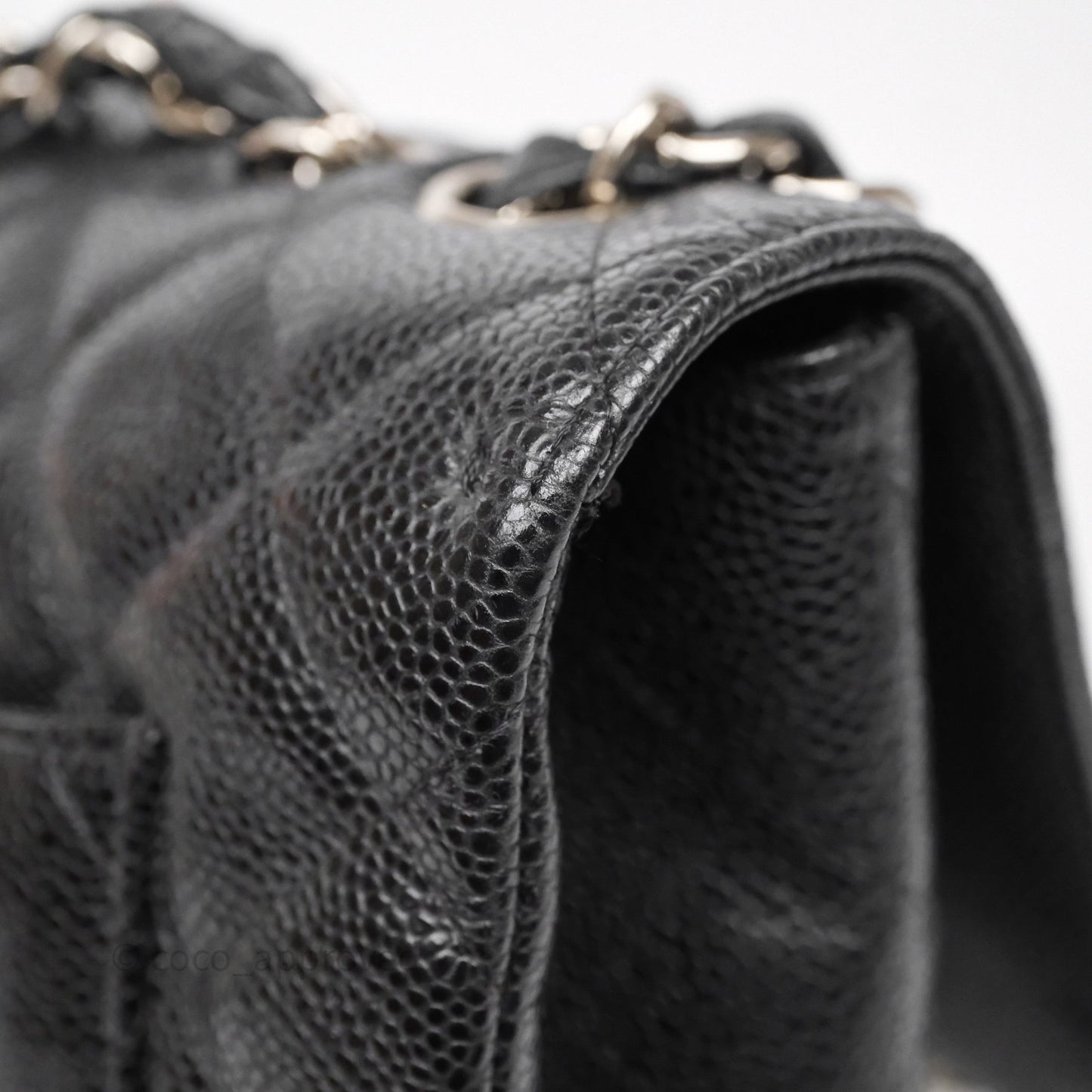 Chanel Jumbo Single Flap Black Caviar Silver Hardware