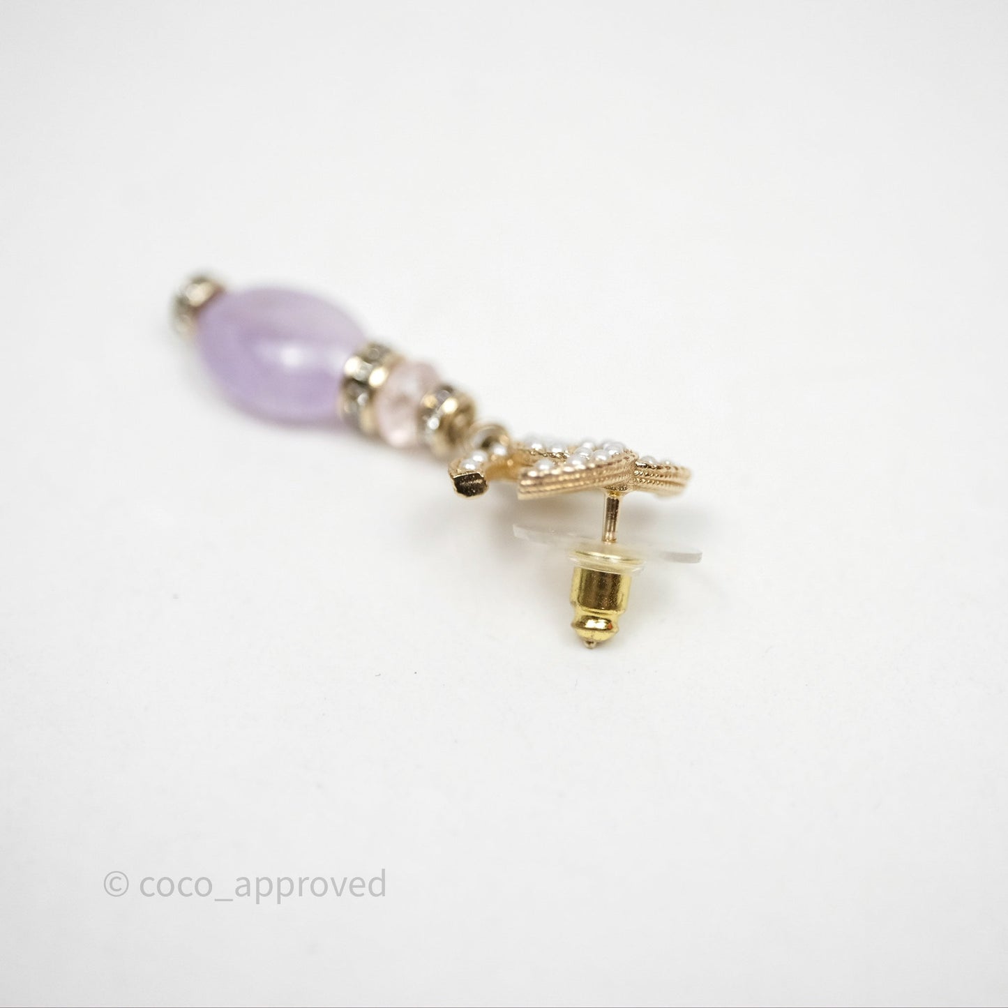 Chanel CC Pearl Drop Crystals & Stone Earrings Gold Tone