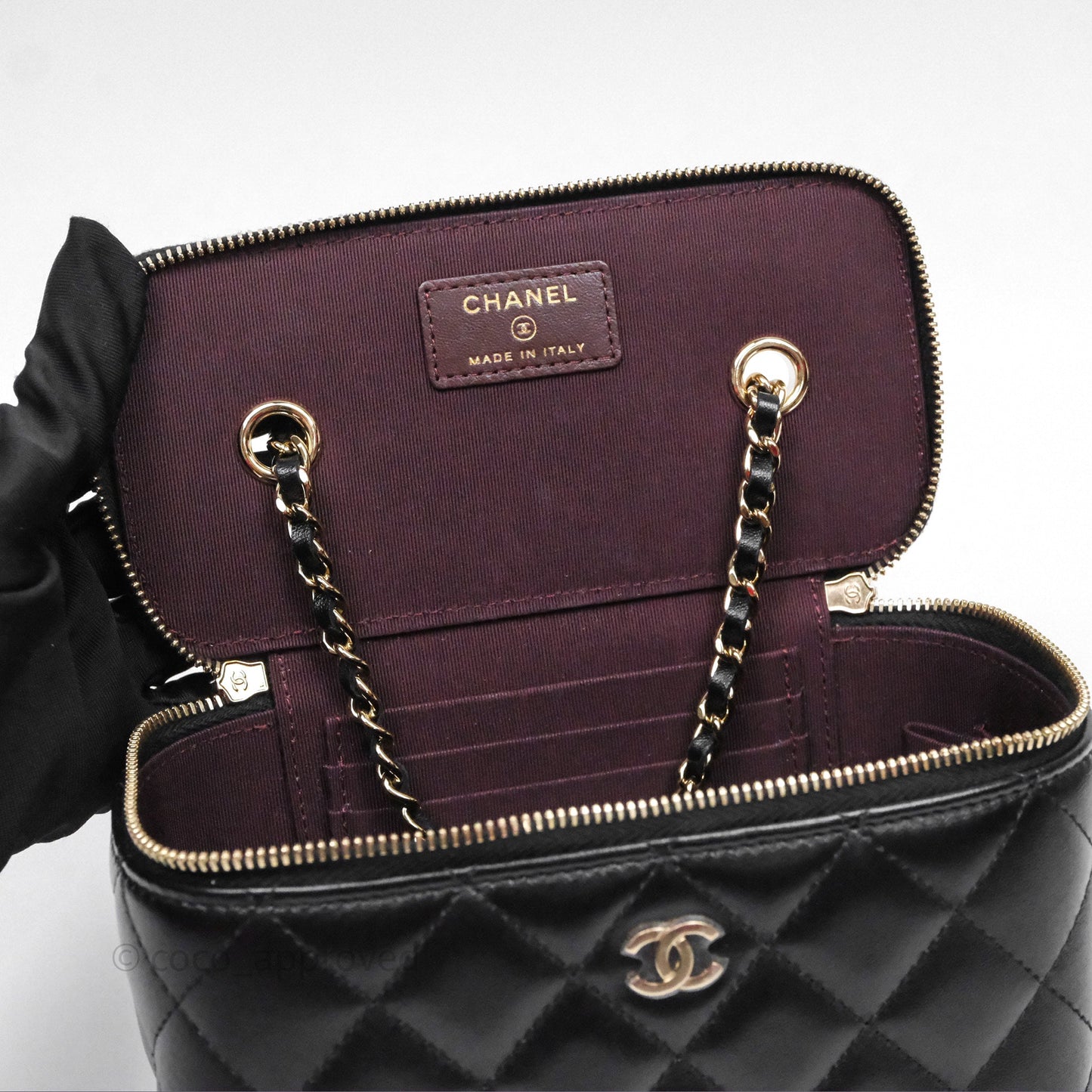 Chanel Classic Vanity with Chain Black Lambskin Gold Hardware
