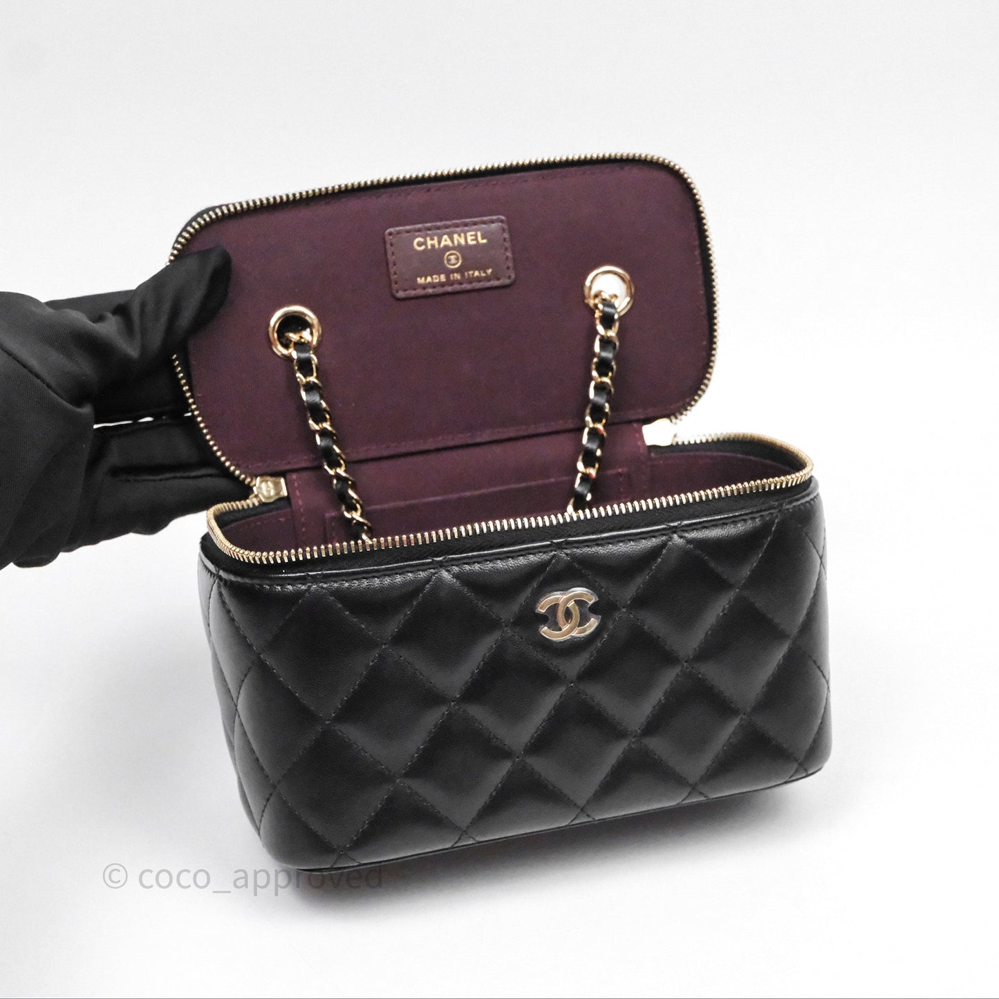 Chanel Classic Vanity with Chain Black Lambskin Gold Hardware