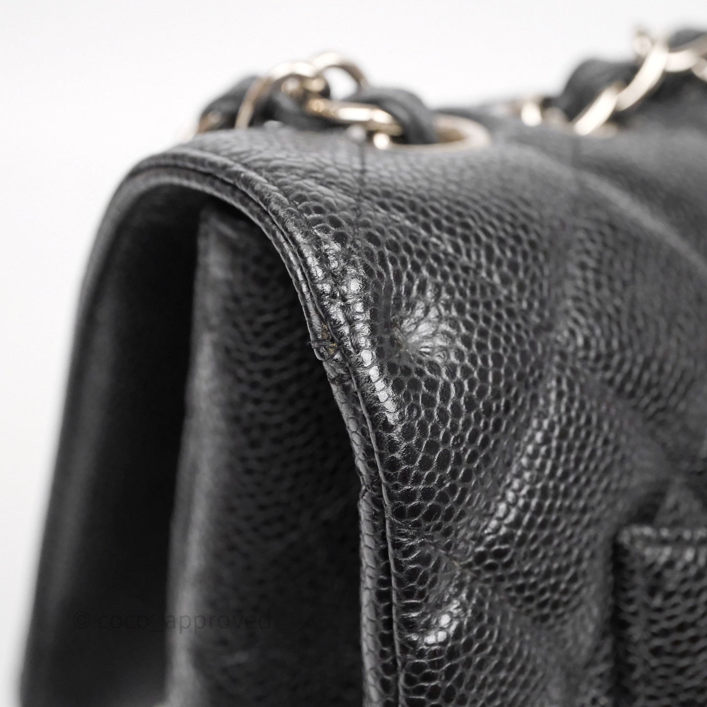 Chanel Jumbo Single Flap Black Caviar Silver Hardware