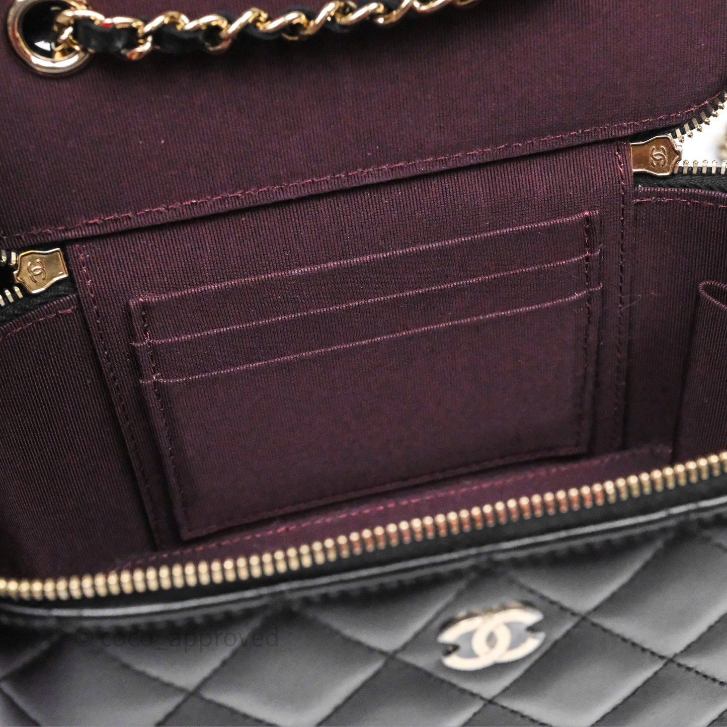 Chanel Classic Vanity with Chain Black Lambskin Gold Hardware