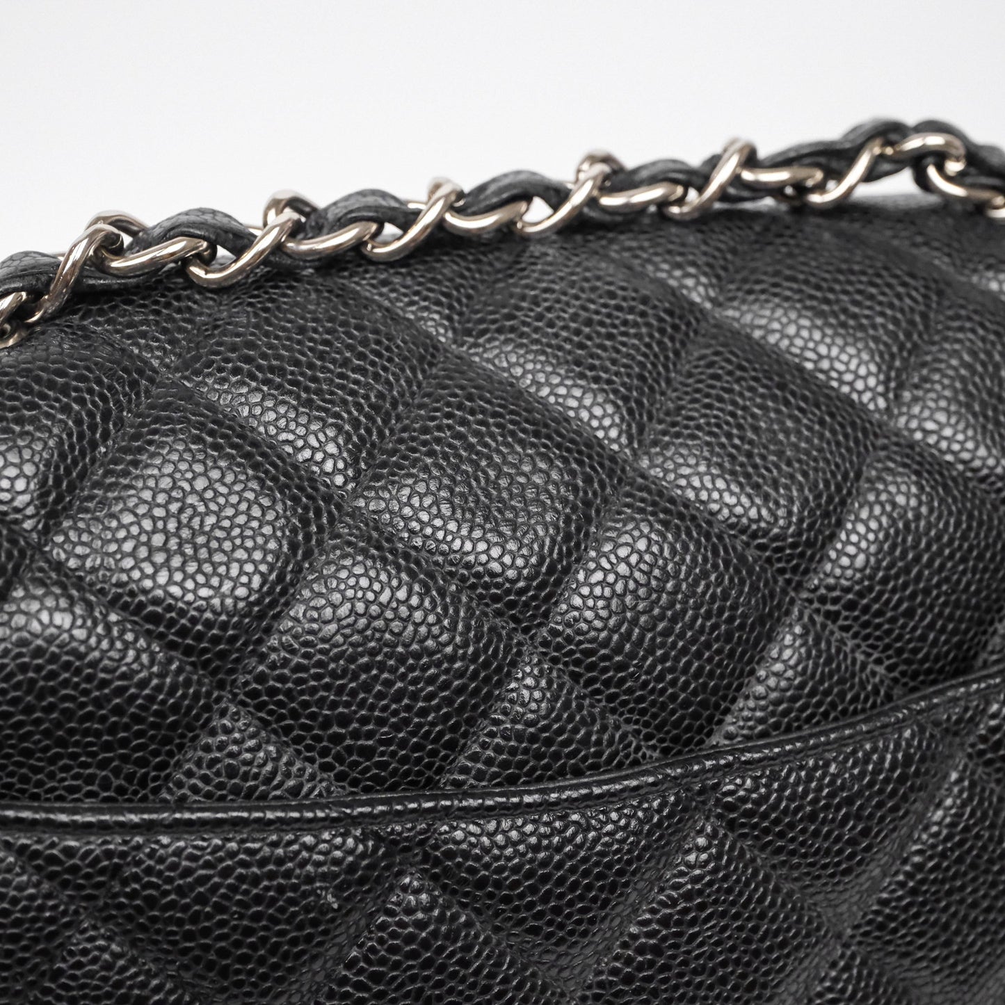 Chanel Jumbo Single Flap Black Caviar Silver Hardware