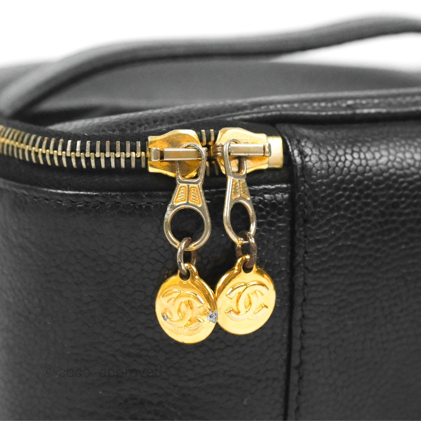 Chanel Vintage Square Vanity Case Black Caviar Gold Hardware
