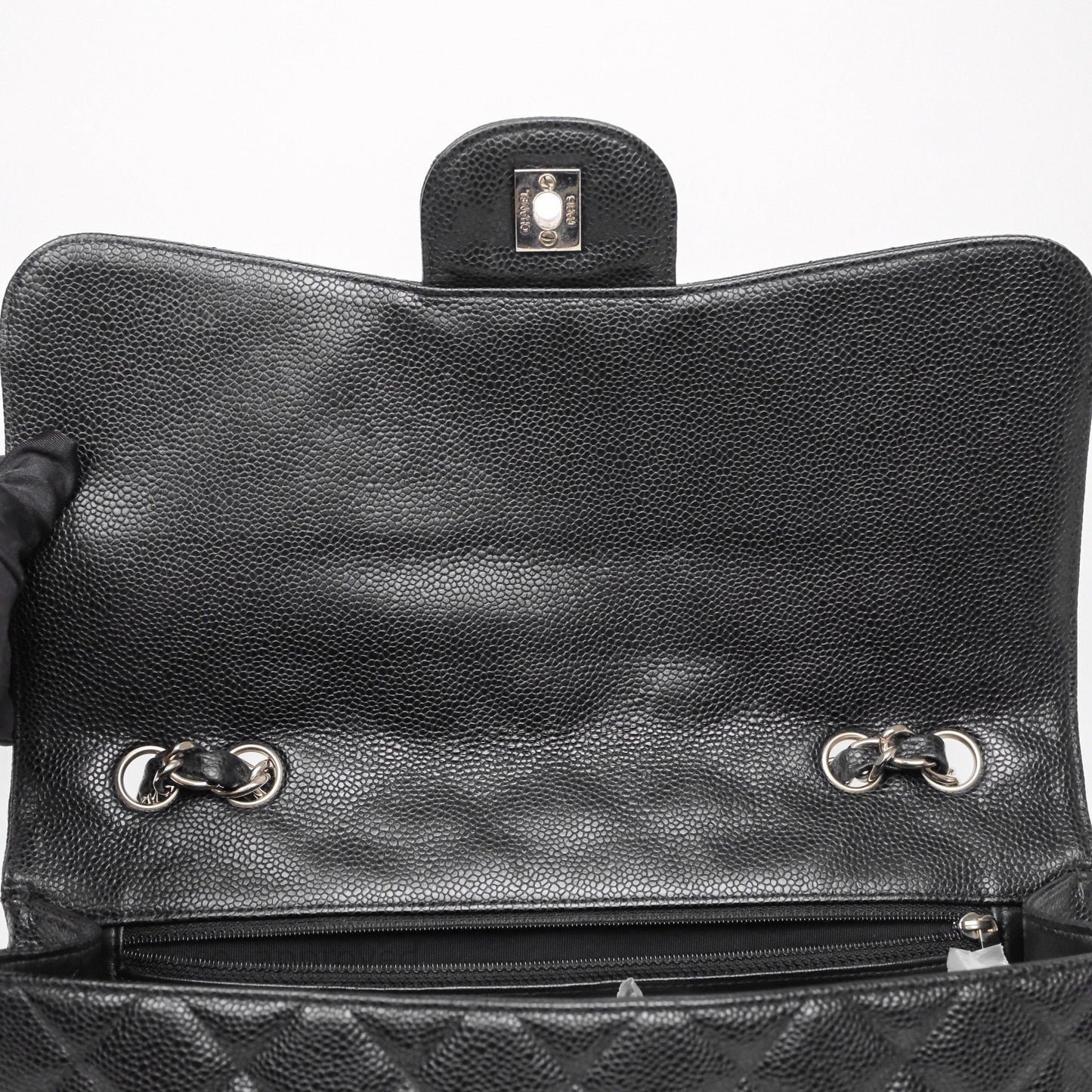 Chanel Jumbo Single Flap Black Caviar Silver Hardware