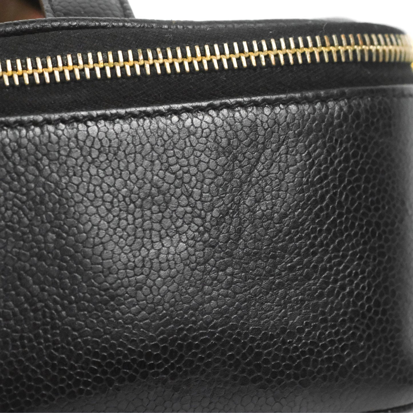 Chanel Vintage Square Vanity Case Black Caviar Gold Hardware