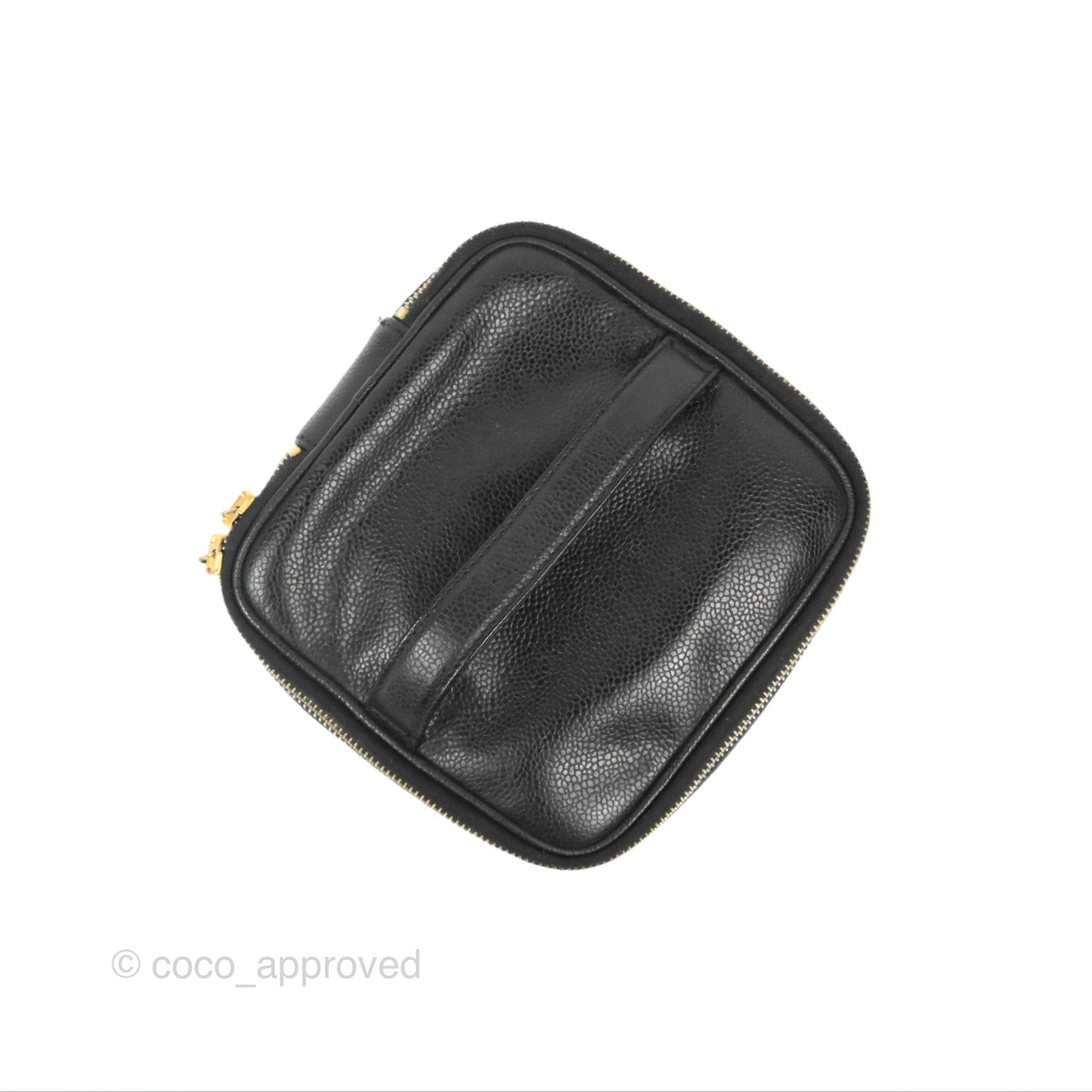 Chanel Vintage Square Vanity Case Black Caviar Gold Hardware
