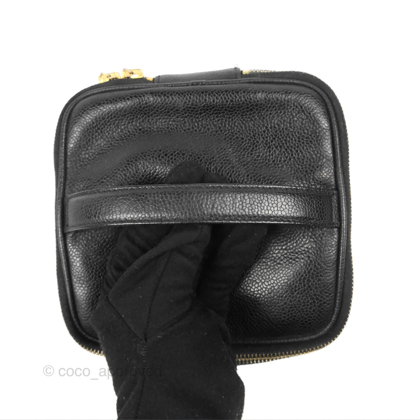 Chanel Vintage Square Vanity Case Black Caviar Gold Hardware
