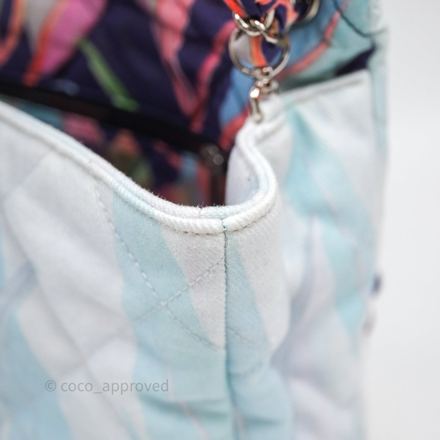 Chanel Single Flap Bag Blue Watercolour Denim Silver Hardware