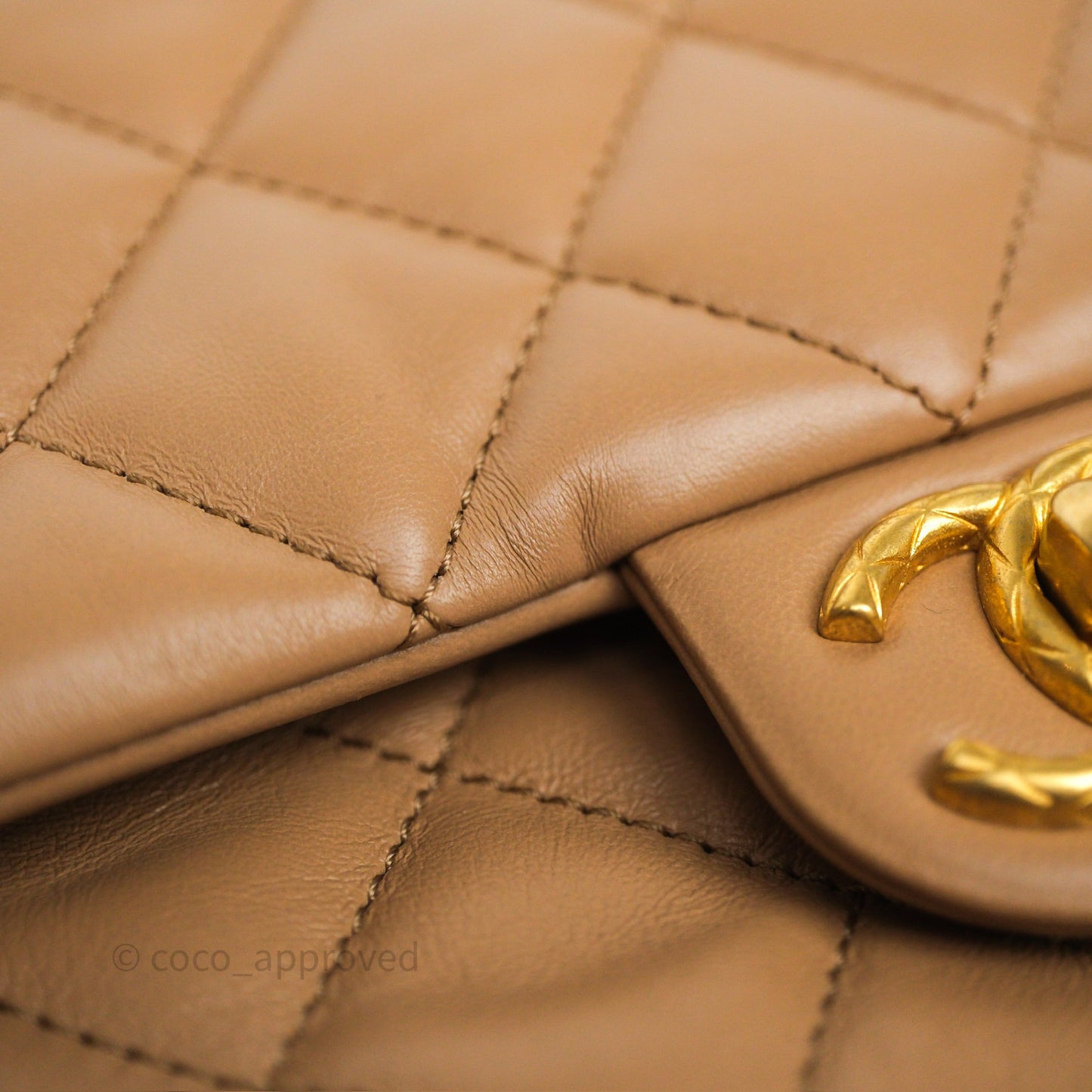 Chanel Medium All Slide Adjustable Chain Flap Beige Lambskin Aged Gold Hardware