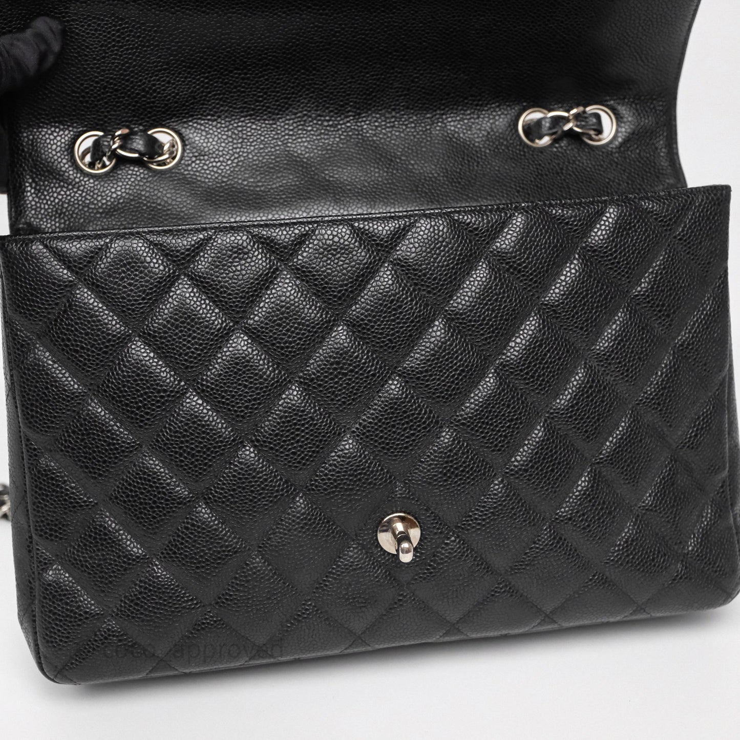 Chanel Jumbo Single Flap Black Caviar Silver Hardware