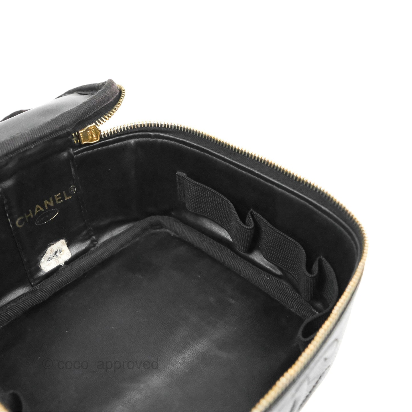 Chanel Vintage Square Vanity Case Black Caviar Gold Hardware