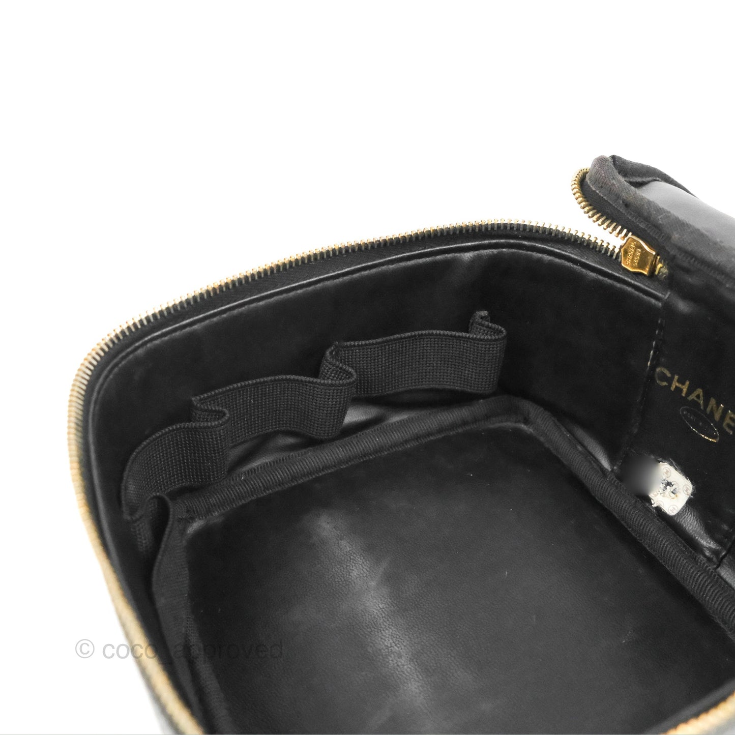 Chanel Vintage Square Vanity Case Black Caviar Gold Hardware