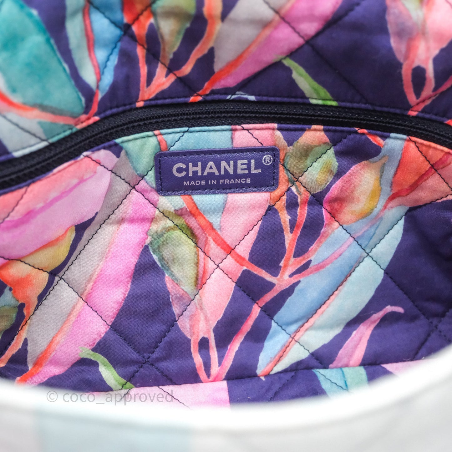 Chanel Single Flap Bag Blue Watercolour Denim Silver Hardware