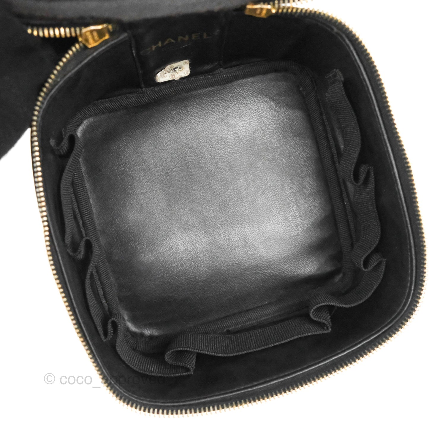 Chanel Vintage Square Vanity Case Black Caviar Gold Hardware