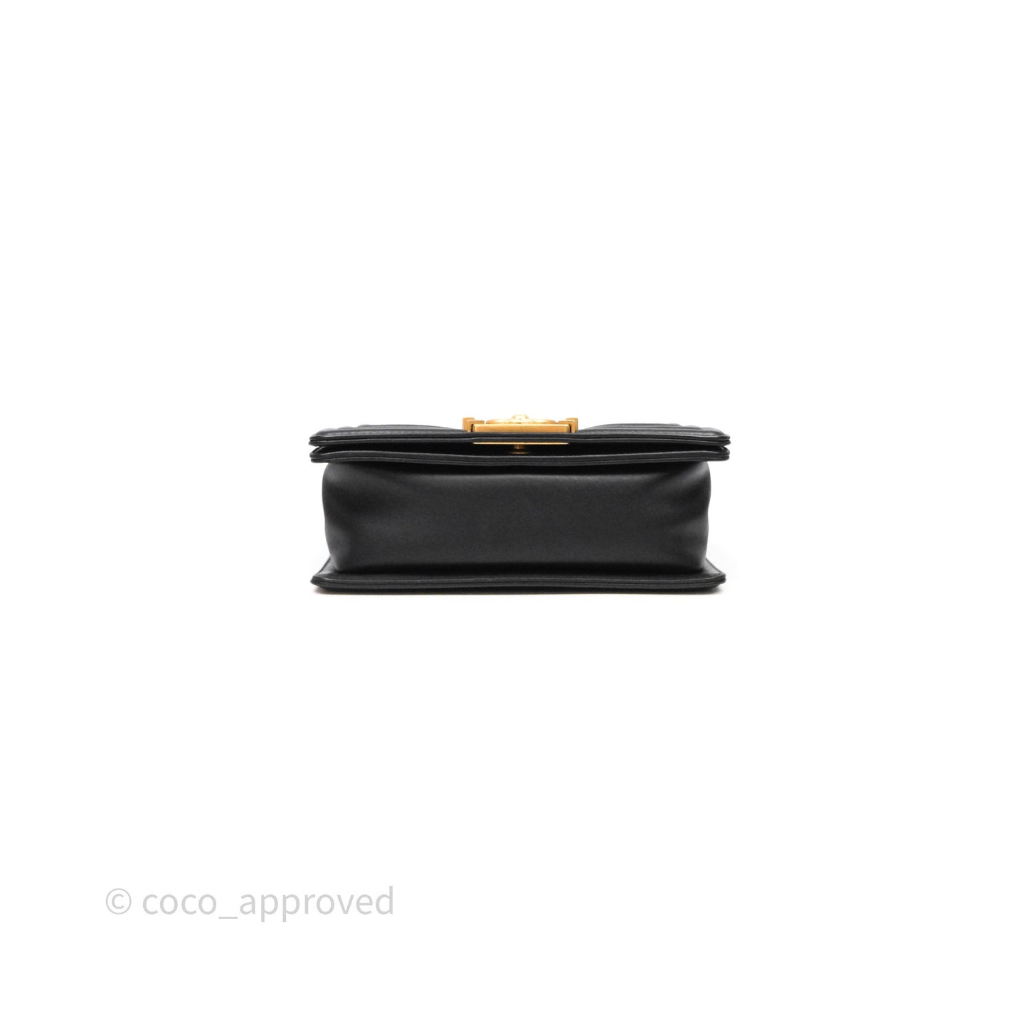 Chanel Small Boy Quilted Black Calfskin Aged Gold Hardware