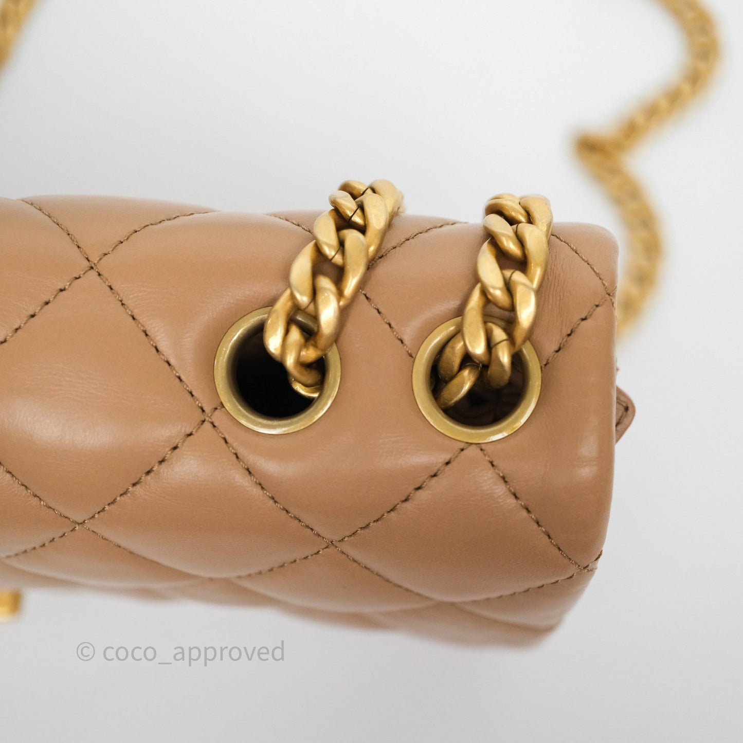 Chanel Medium All Slide Adjustable Chain Flap Beige Lambskin Aged Gold Hardware