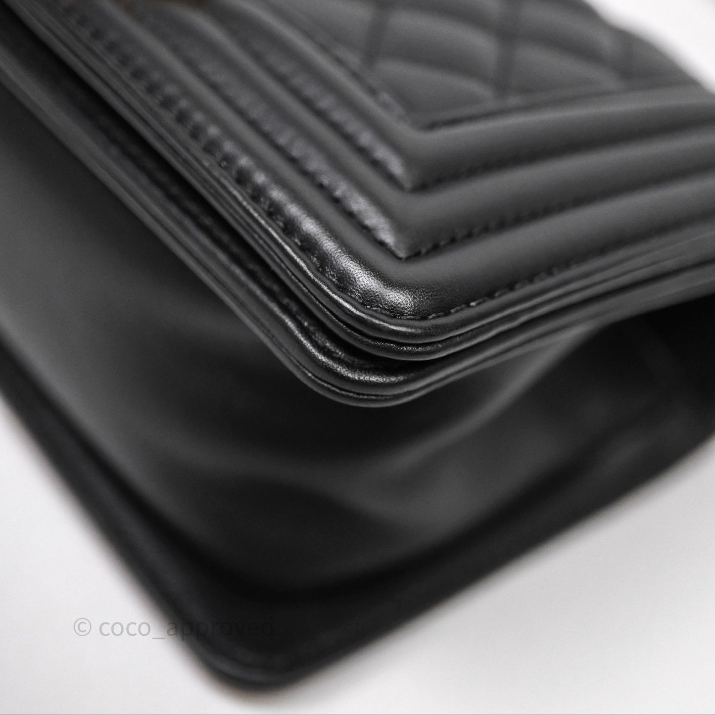 Chanel Small Boy Quilted Black Calfskin Aged Gold Hardware