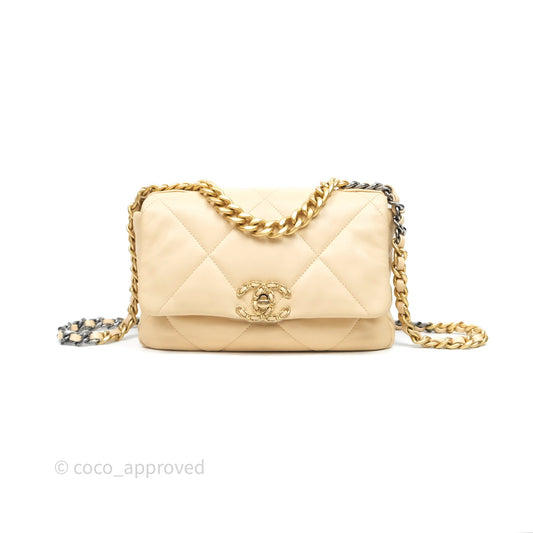 Chanel 19 Small Beige Mixed Hardware
