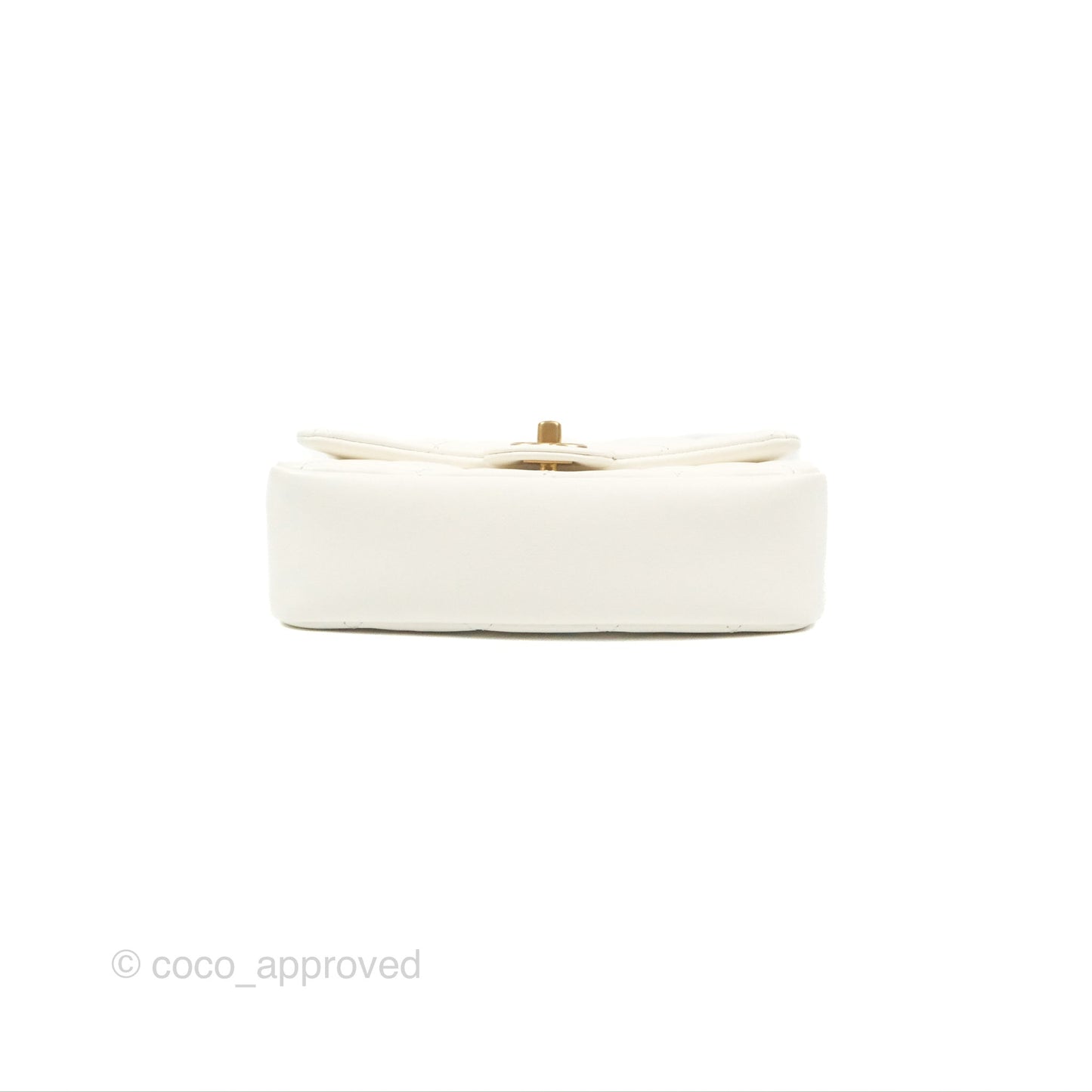 Chanel Mini Flap Bag With Heart CC Charm White Lambskin Aged Gold Hardware