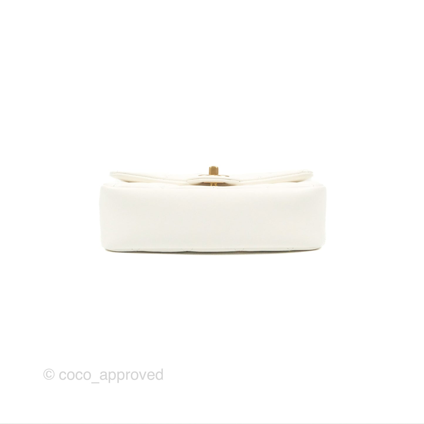 Chanel Mini Flap Bag With Heart CC Charm White Lambskin Aged Gold Hardware