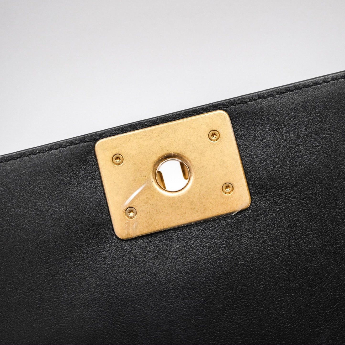 Chanel Small Boy Quilted Black Calfskin Aged Gold Hardware