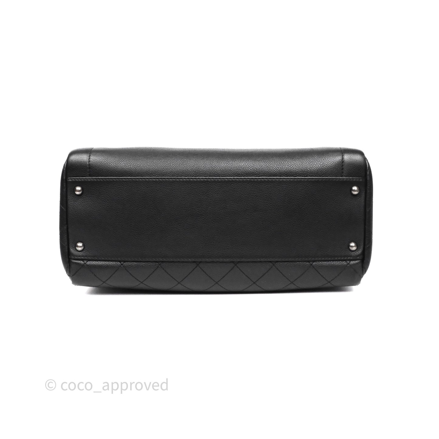 Chanel Shopping Tote Bag with Top Handle Black Caviar Ruthenium Hardware