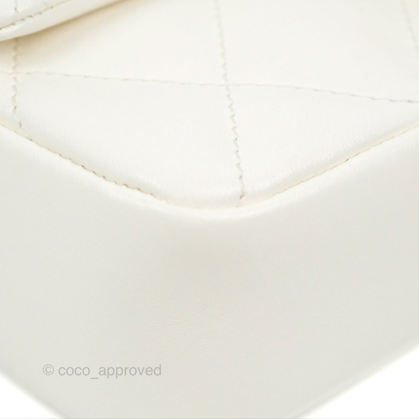 Chanel Mini Flap Bag With Heart CC Charm White Lambskin Aged Gold Hardware