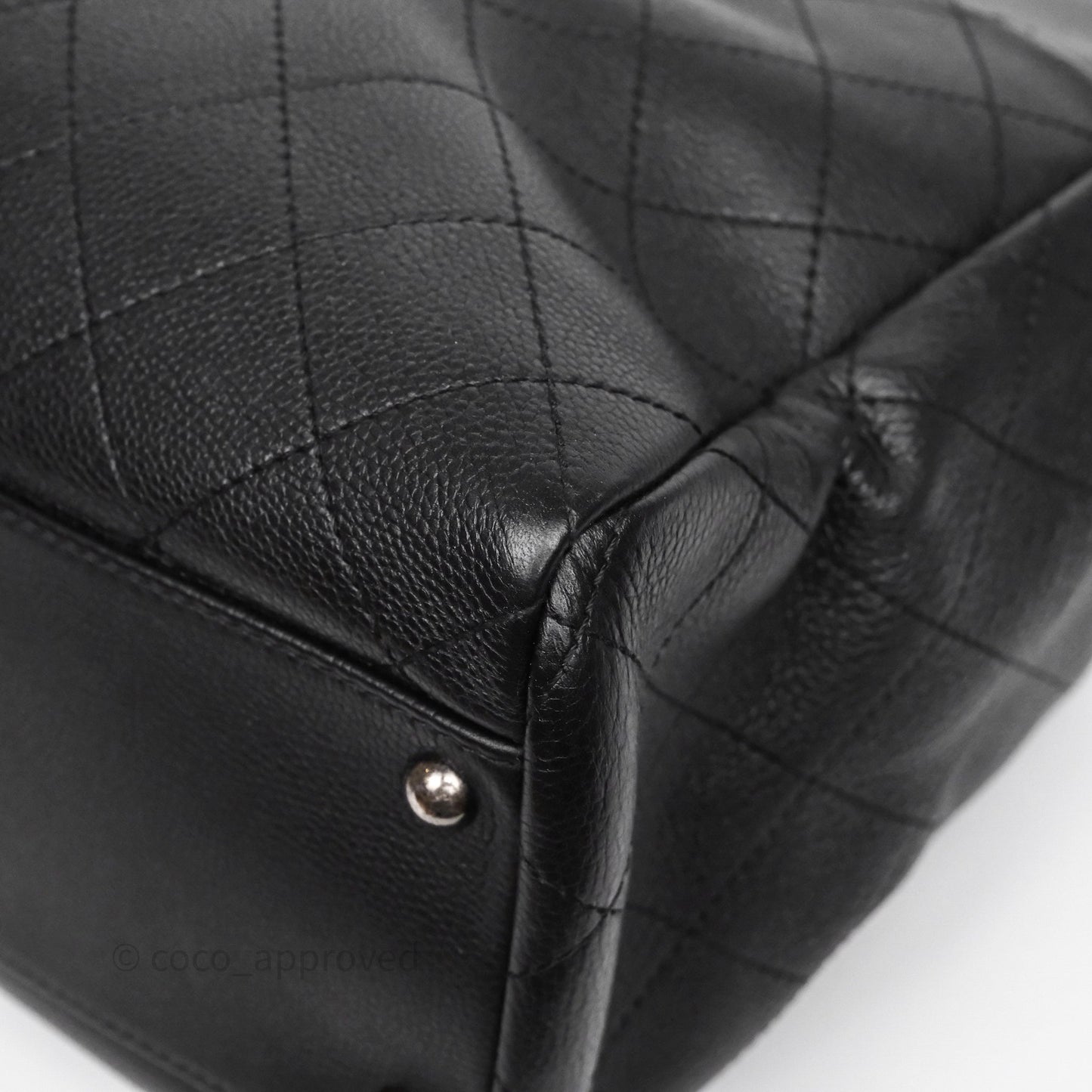 Chanel Shopping Tote Bag with Top Handle Black Caviar Ruthenium Hardware