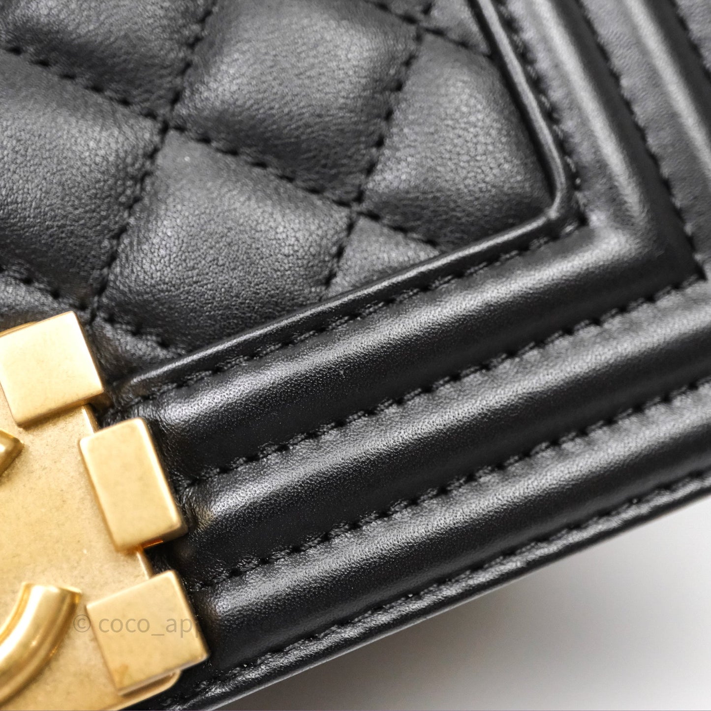 Chanel Small Boy Quilted Black Calfskin Aged Gold Hardware
