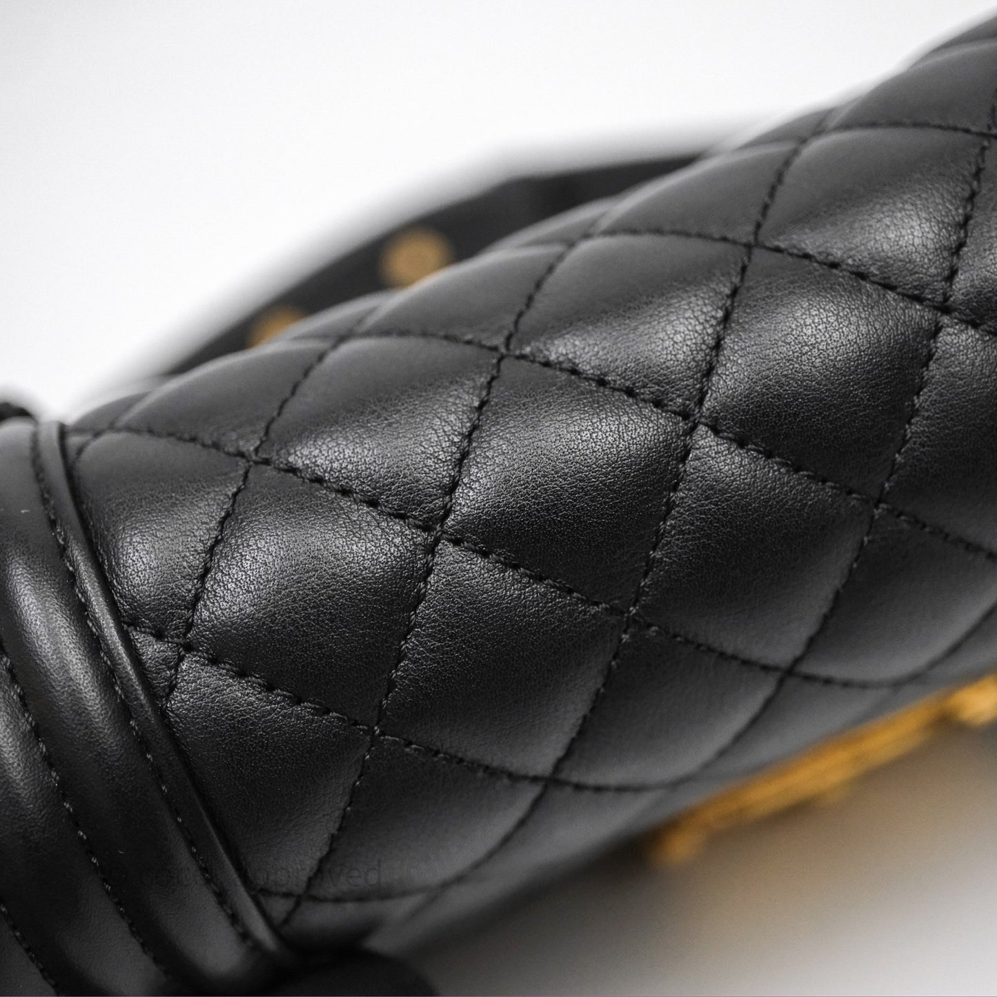 Chanel Small Boy Quilted Black Calfskin Aged Gold Hardware