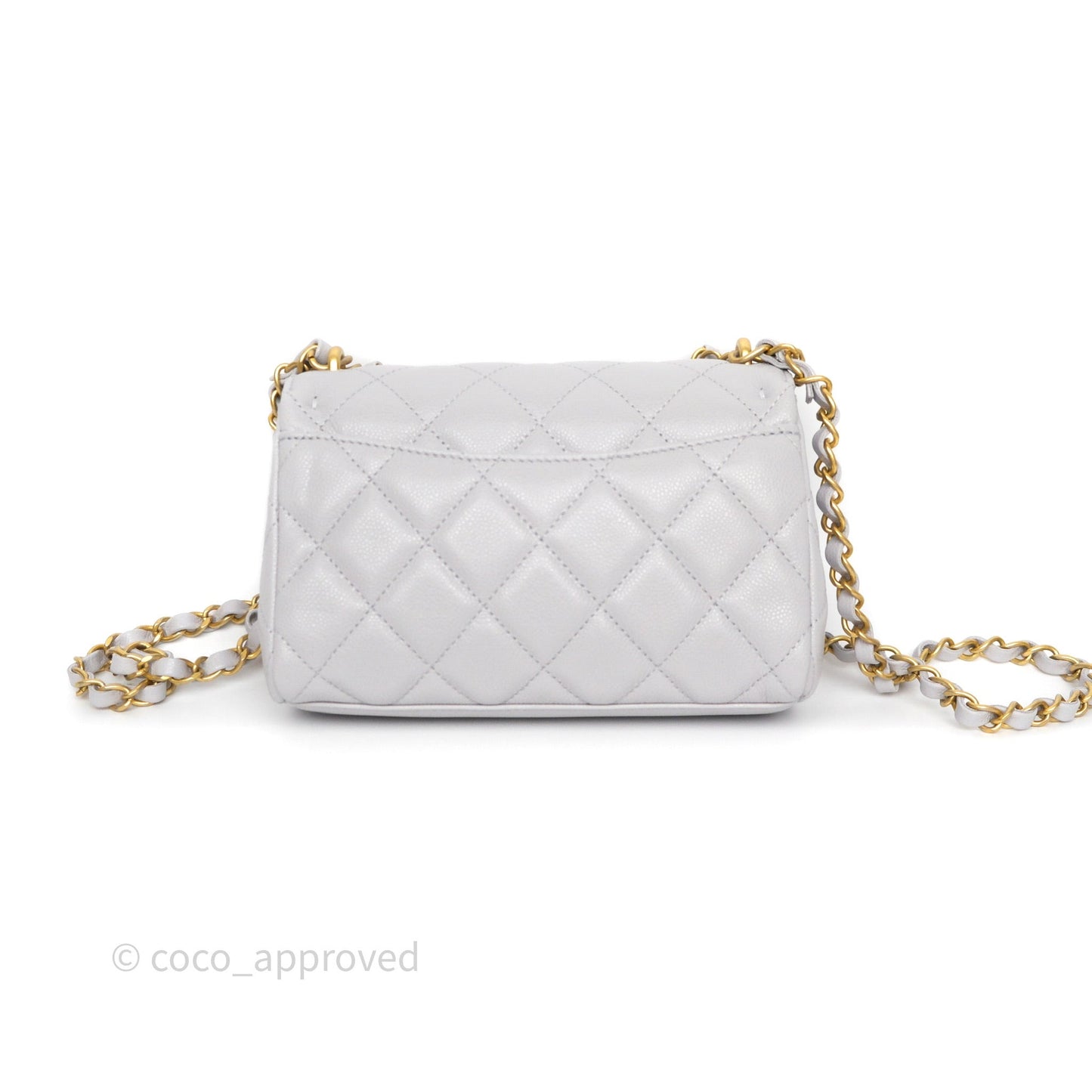 Chanel Small Chain Handle Flap Bag Grey Caviar Aged Gold Hardware 25P