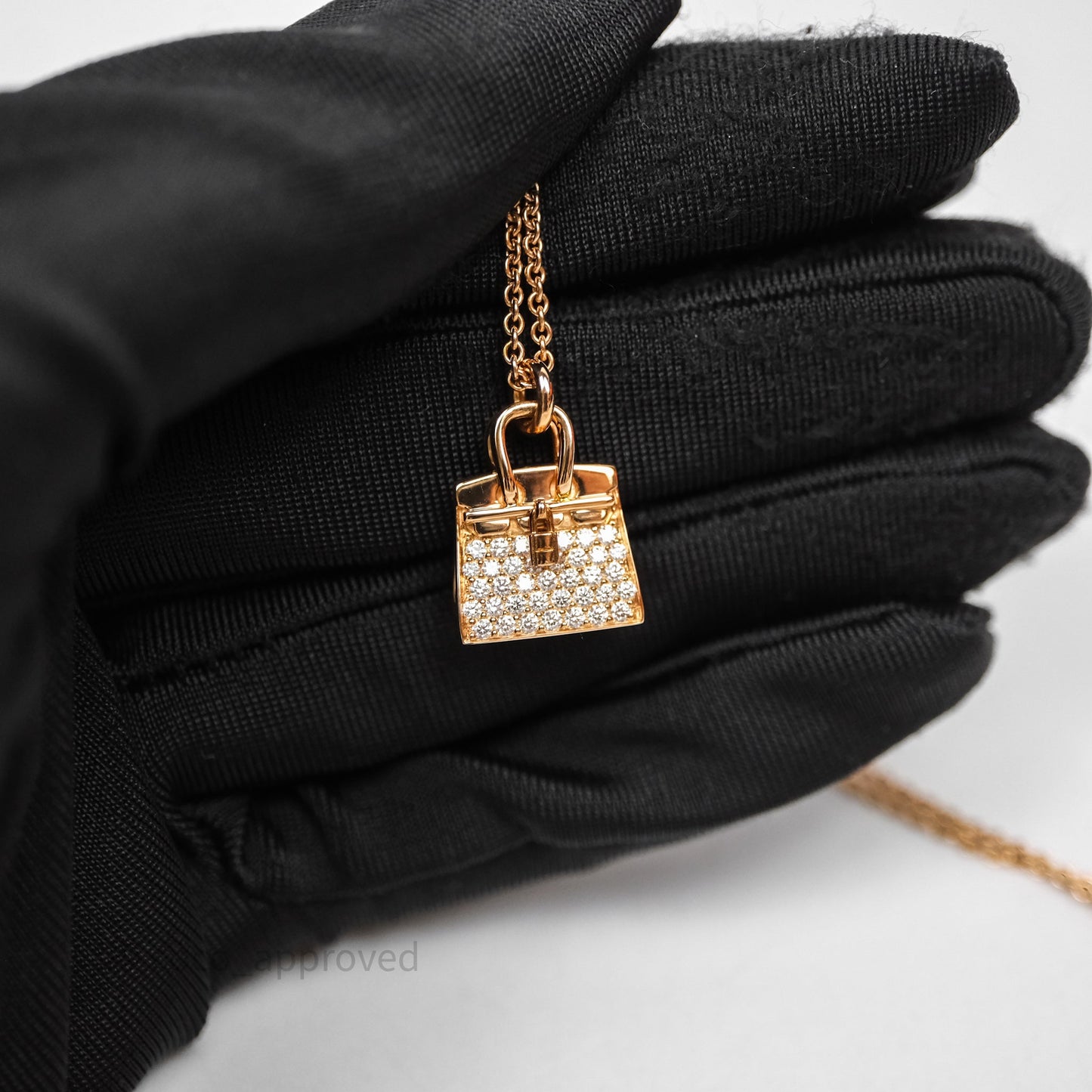 Hermès Birkin Amulettes Diamonds Pendant Necklace Rose Gold