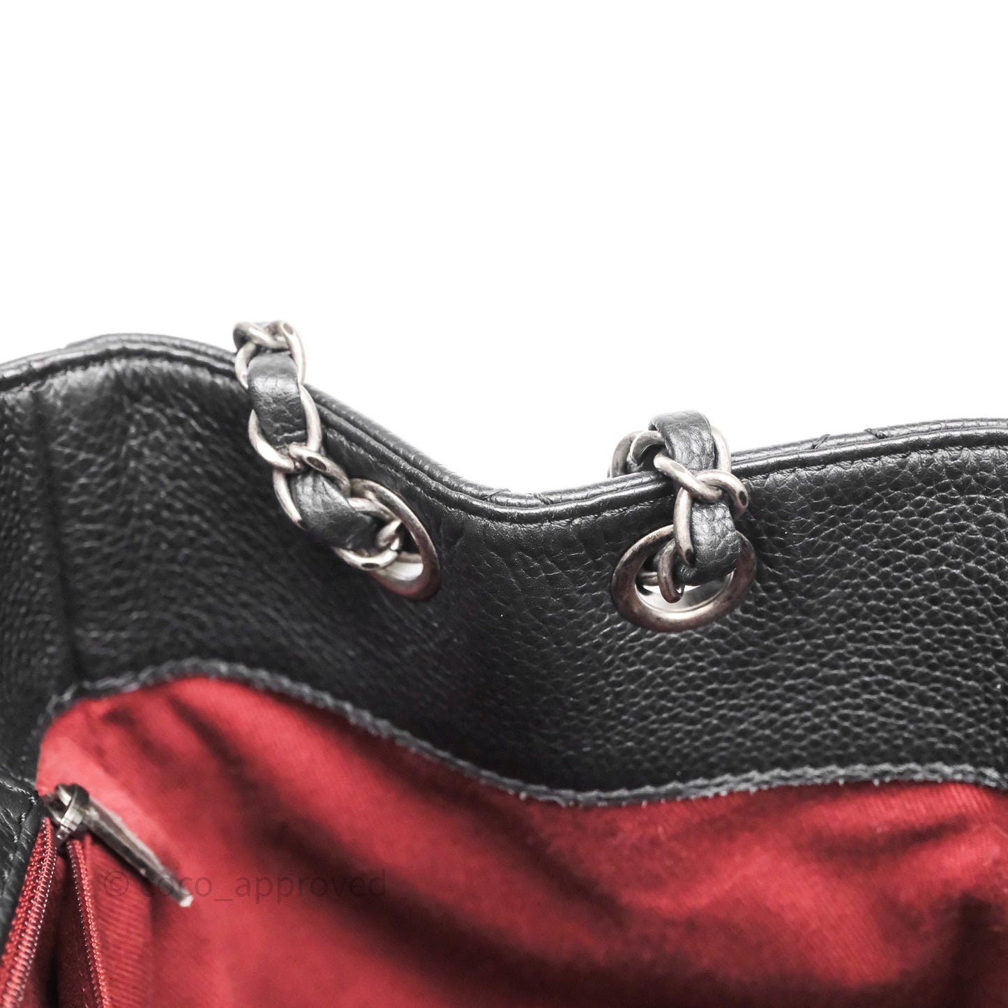 Chanel Shopping Tote Bag with Top Handle Black Caviar Ruthenium Hardware