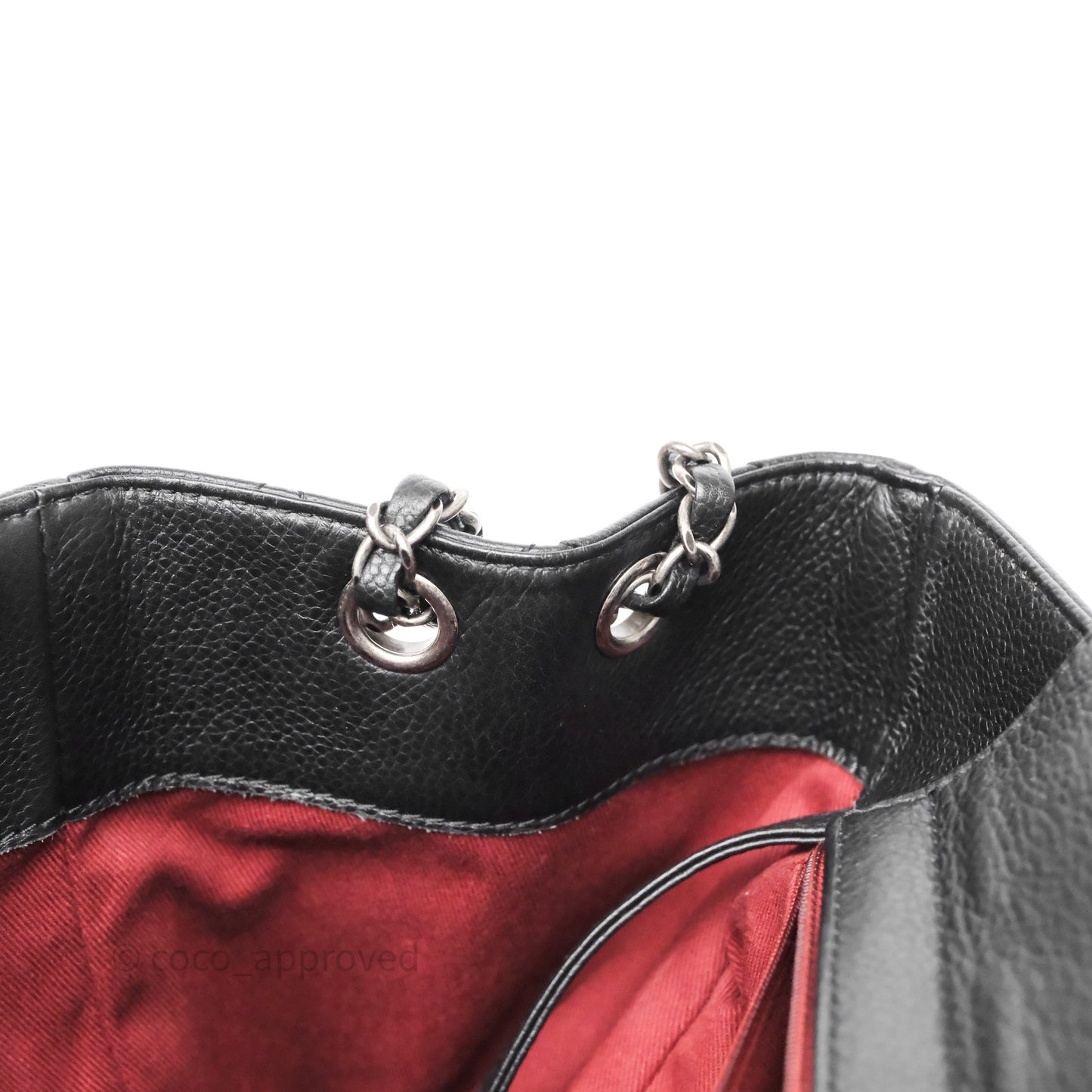 Chanel Shopping Tote Bag with Top Handle Black Caviar Ruthenium Hardware
