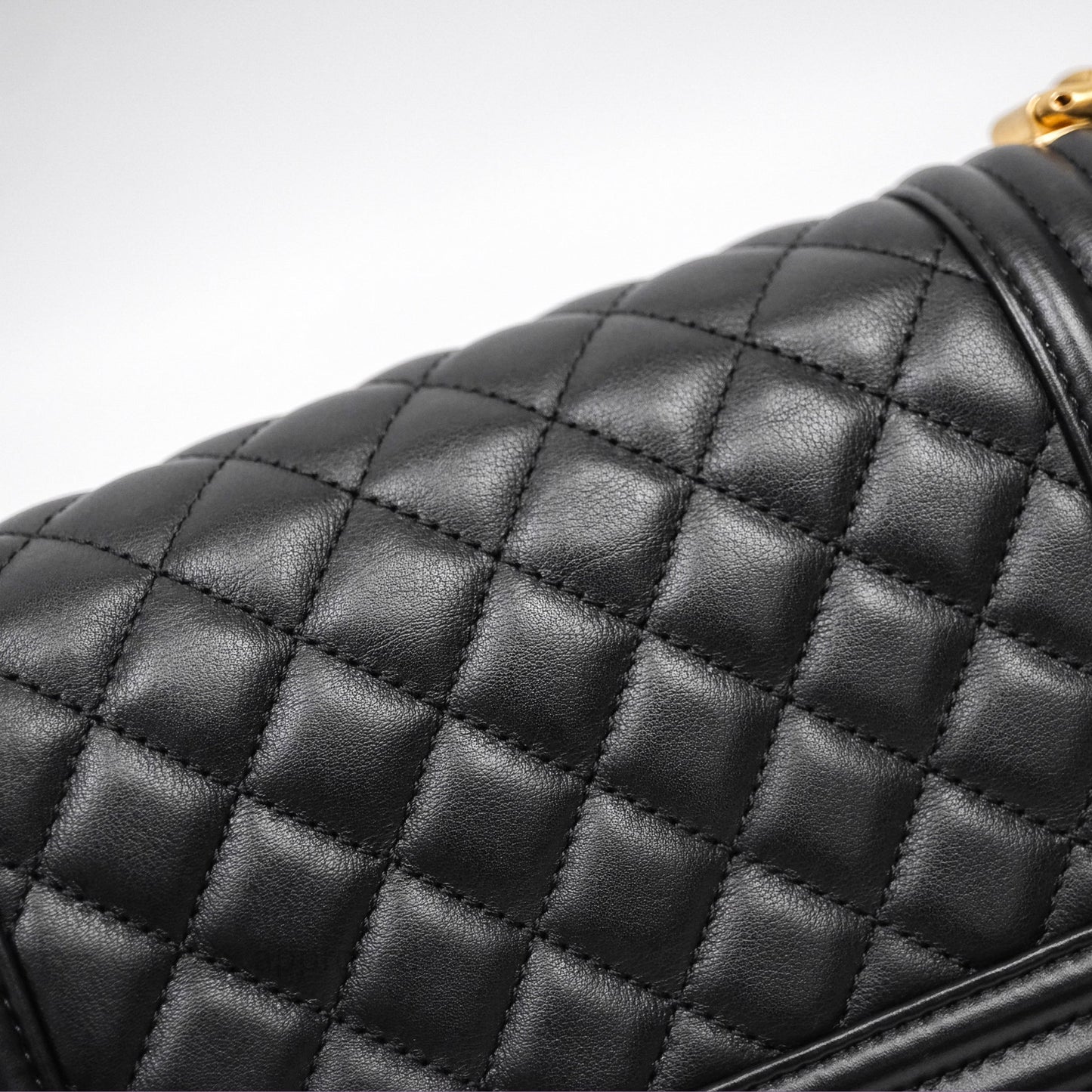 Chanel Small Boy Quilted Black Calfskin Aged Gold Hardware