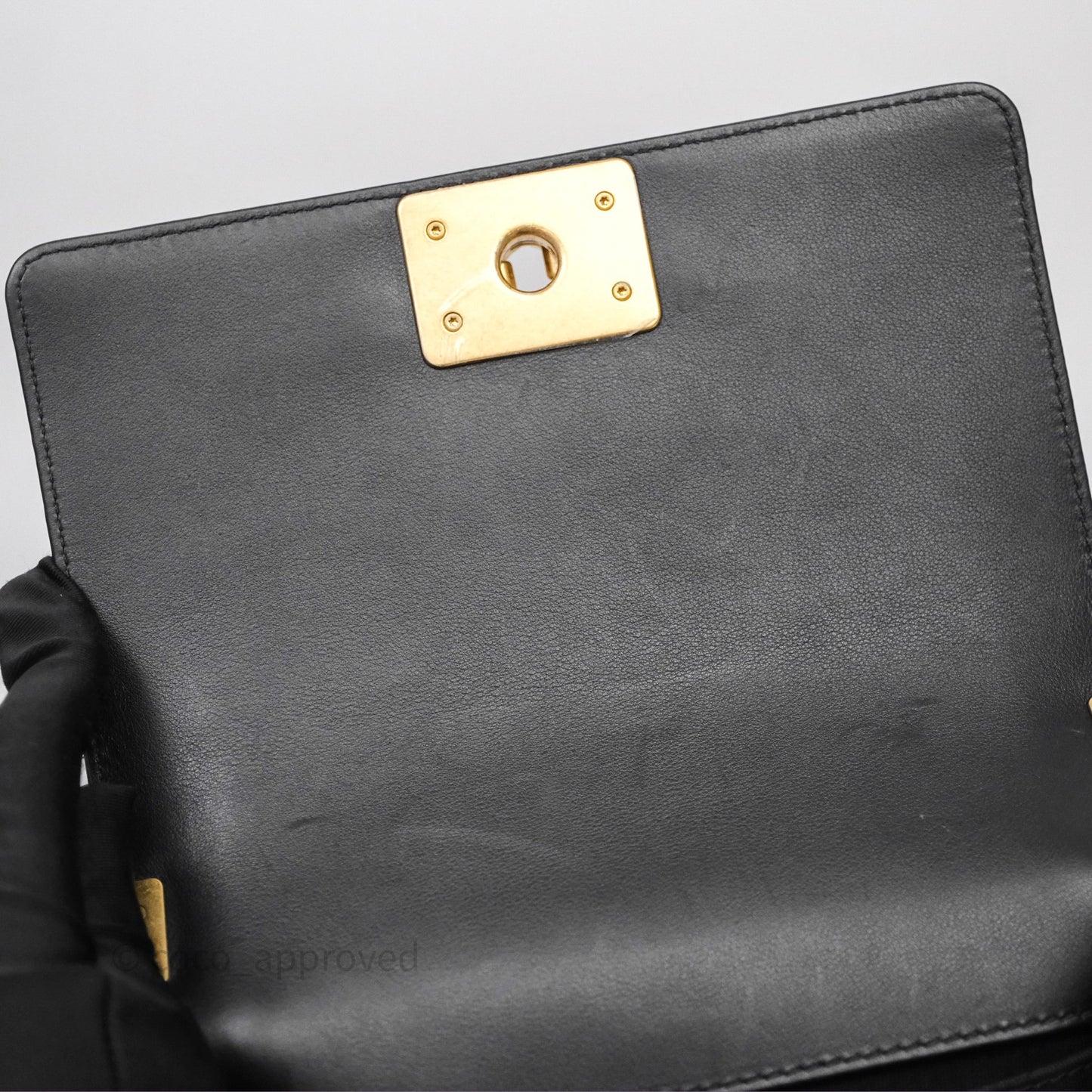 Chanel Small Boy Quilted Black Calfskin Aged Gold Hardware