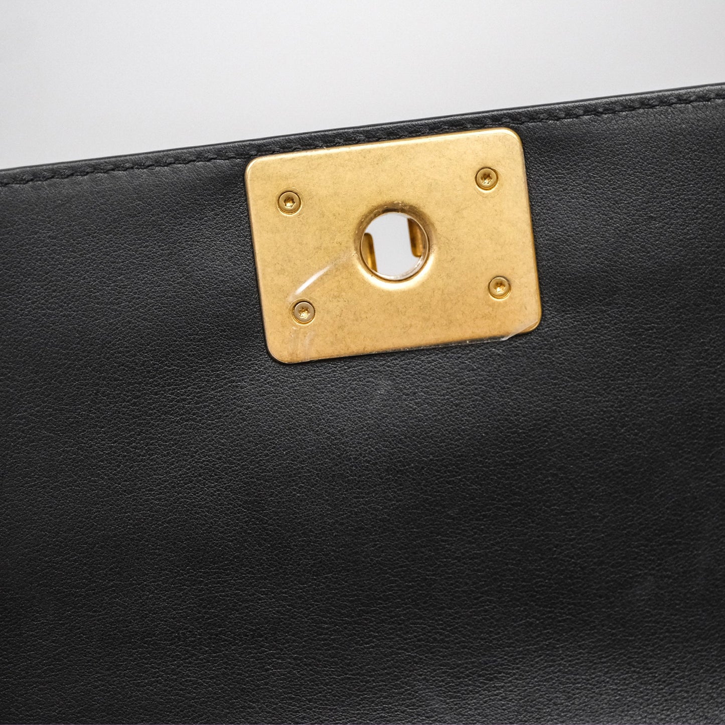 Chanel Small Boy Quilted Black Calfskin Aged Gold Hardware