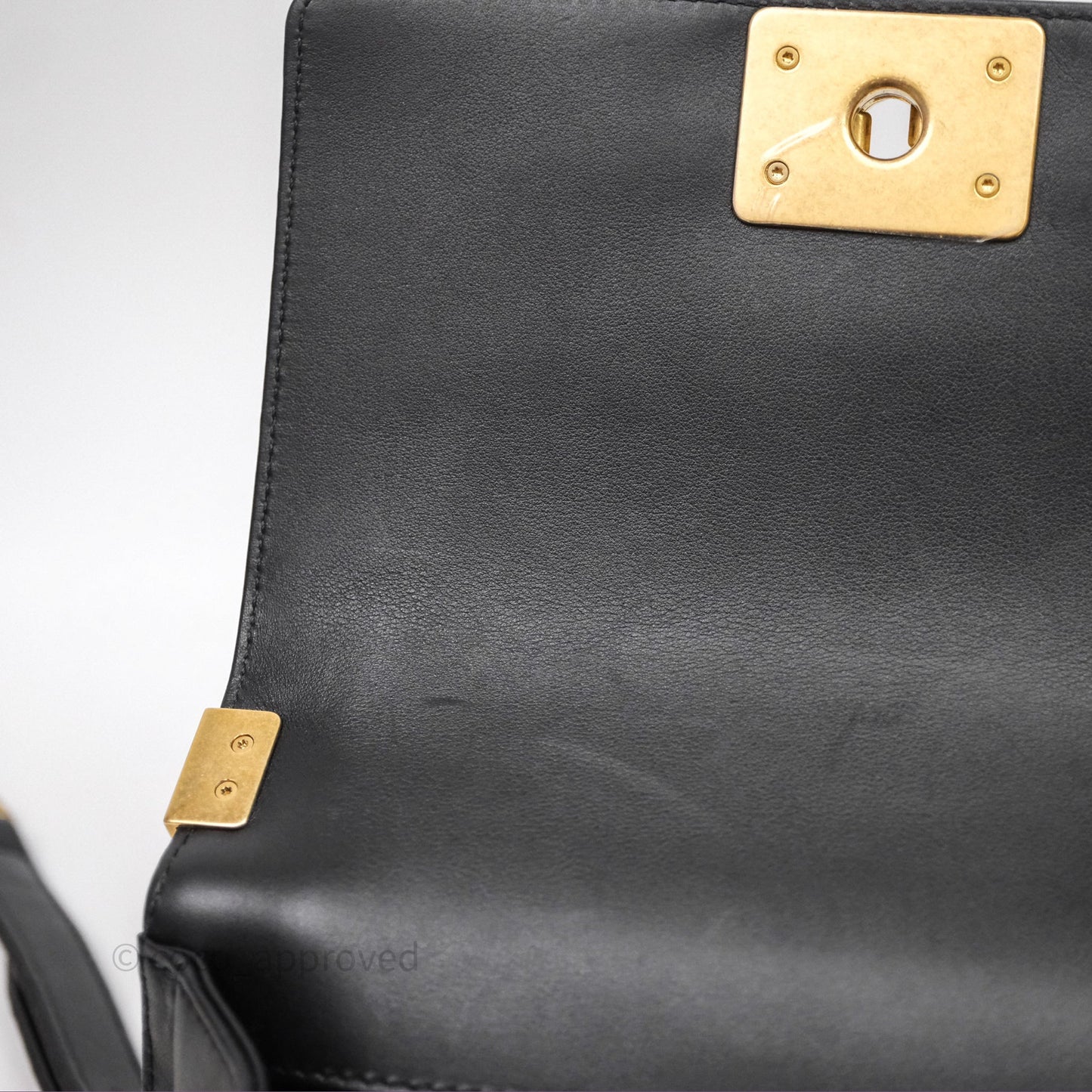 Chanel Small Boy Quilted Black Calfskin Aged Gold Hardware