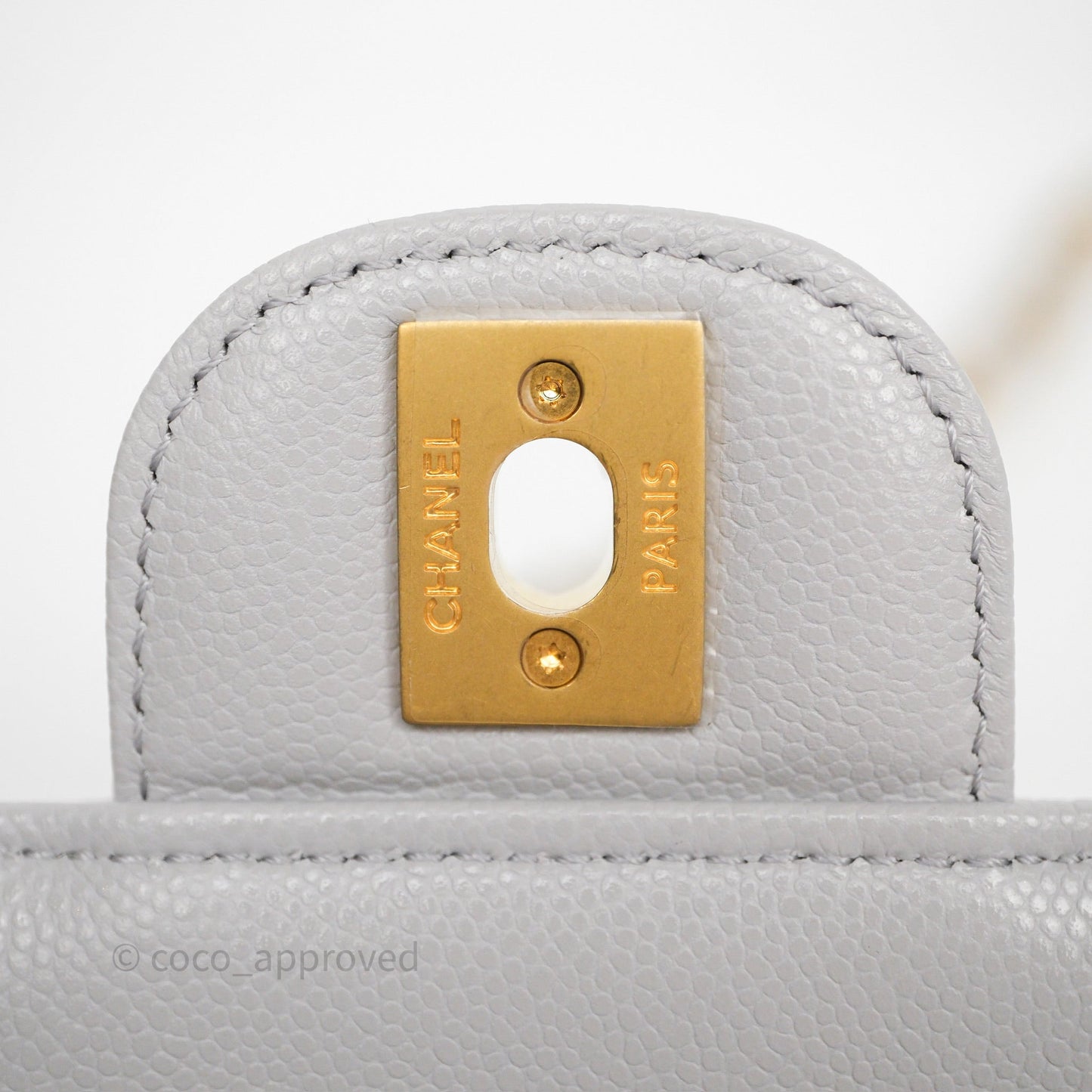 Chanel Small Chain Handle Flap Bag Grey Caviar Aged Gold Hardware 25P