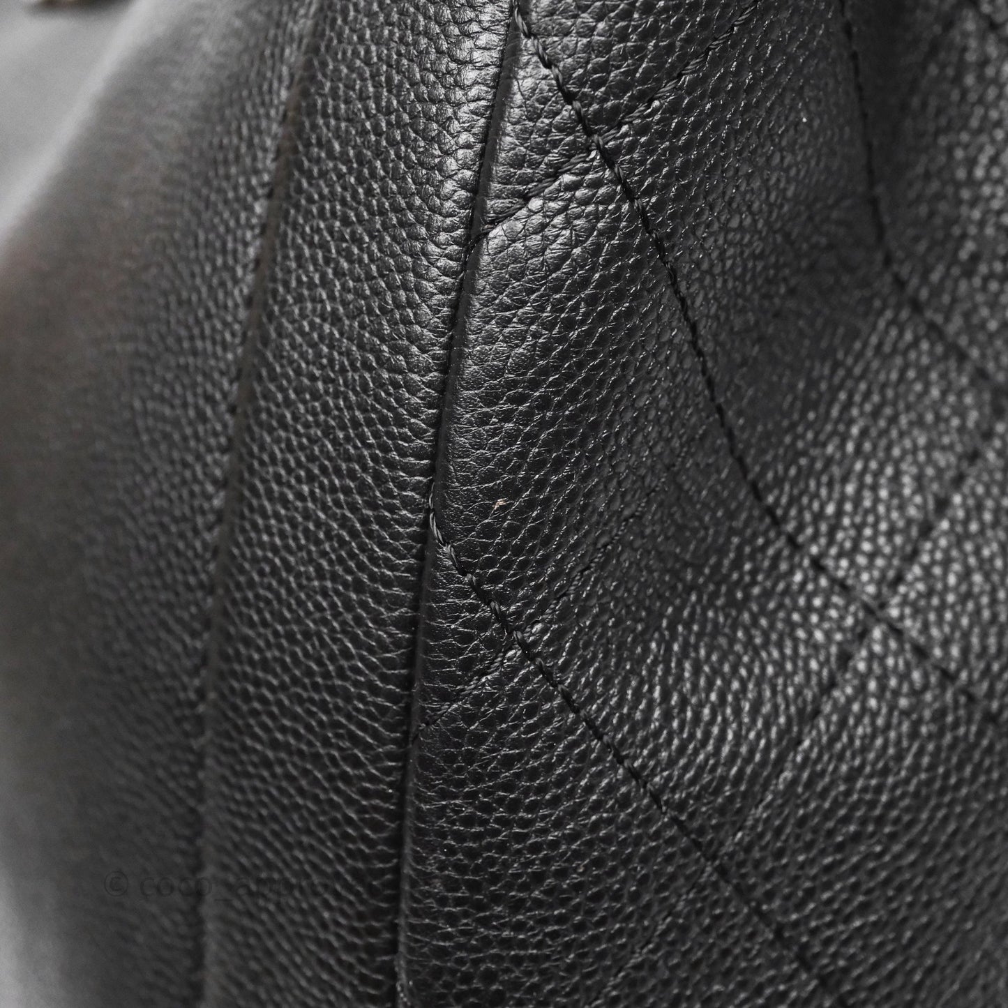 Chanel Shopping Tote Bag with Top Handle Black Caviar Ruthenium Hardware