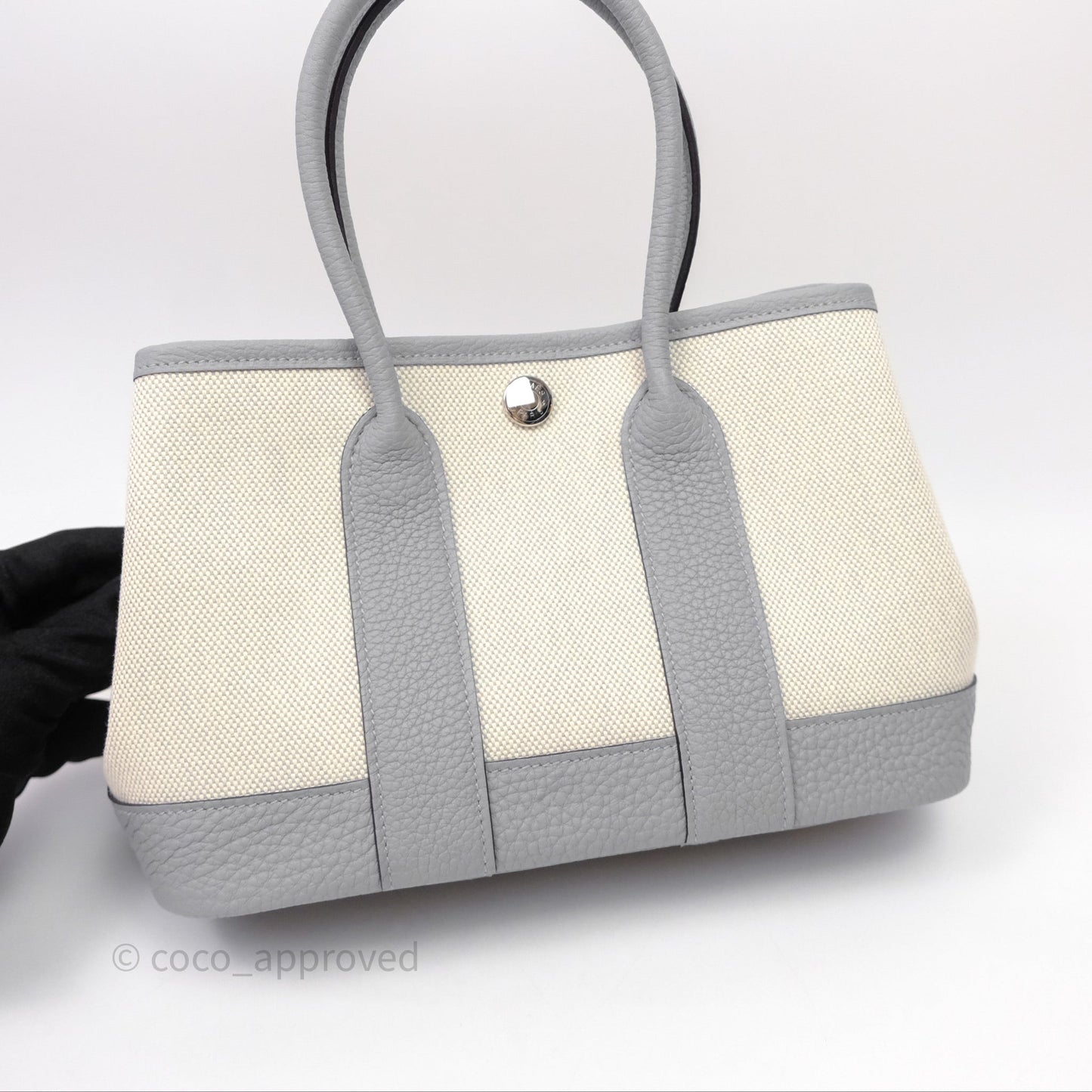 Hermes Neo Garden 23 bag Écru/ 8U Bleu Glacier/ P0 Gris Pantin Palladium Hardware
