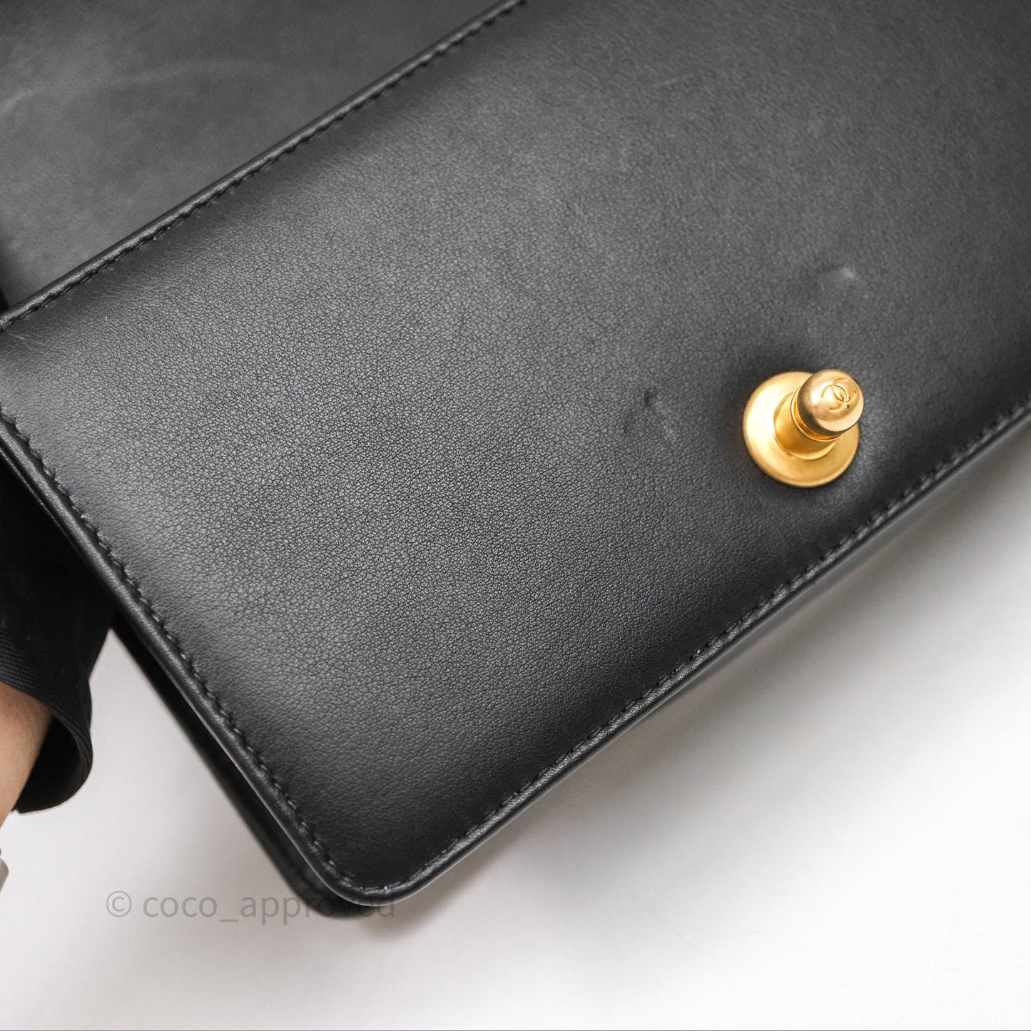 Chanel Small Boy Quilted Black Calfskin Aged Gold Hardware