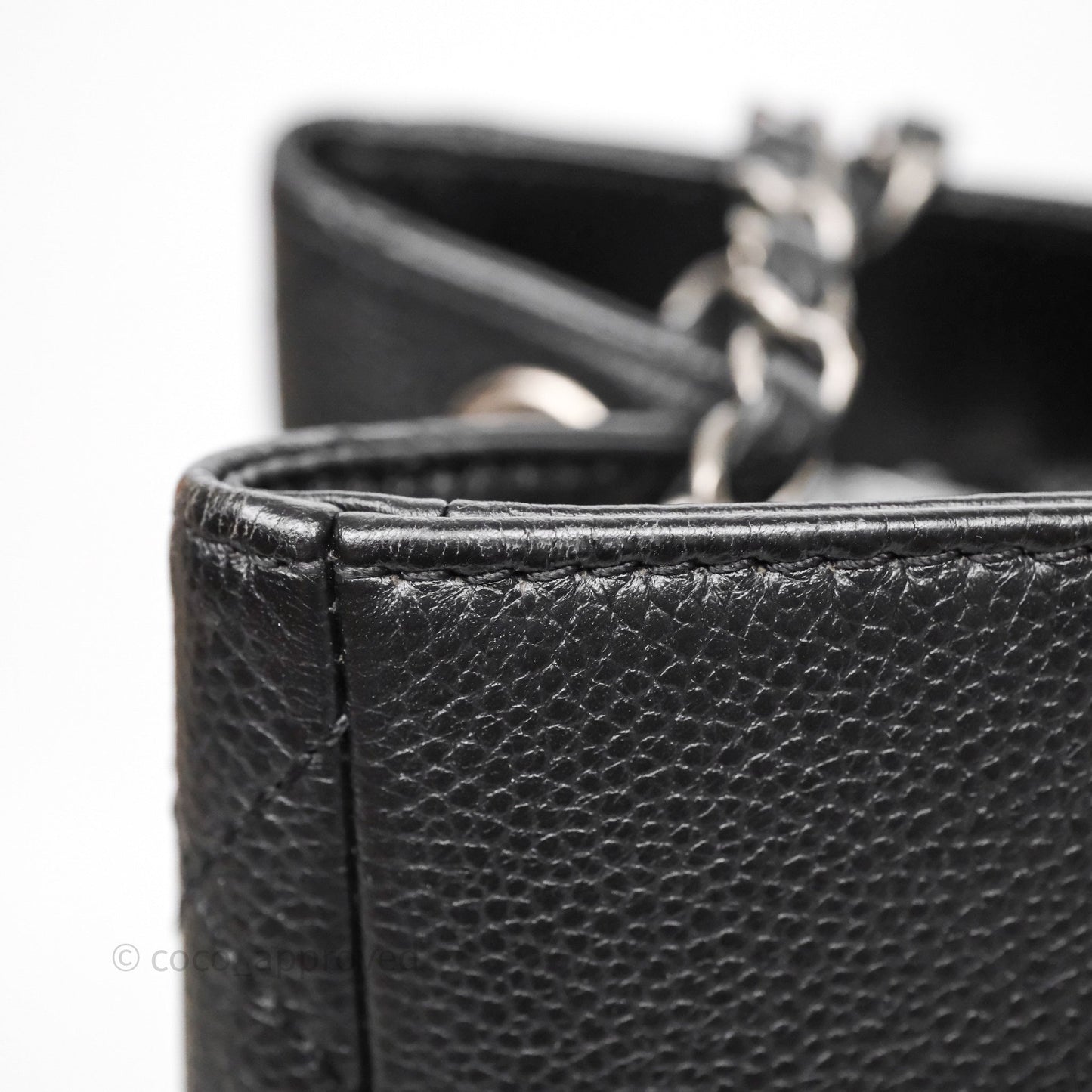 Chanel Shopping Tote Bag with Top Handle Black Caviar Ruthenium Hardware
