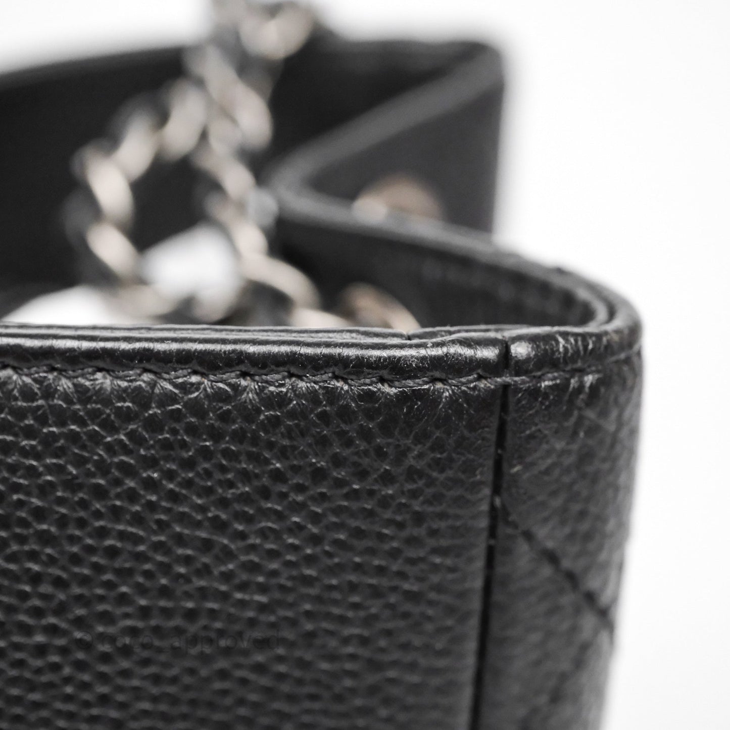 Chanel Shopping Tote Bag with Top Handle Black Caviar Ruthenium Hardware